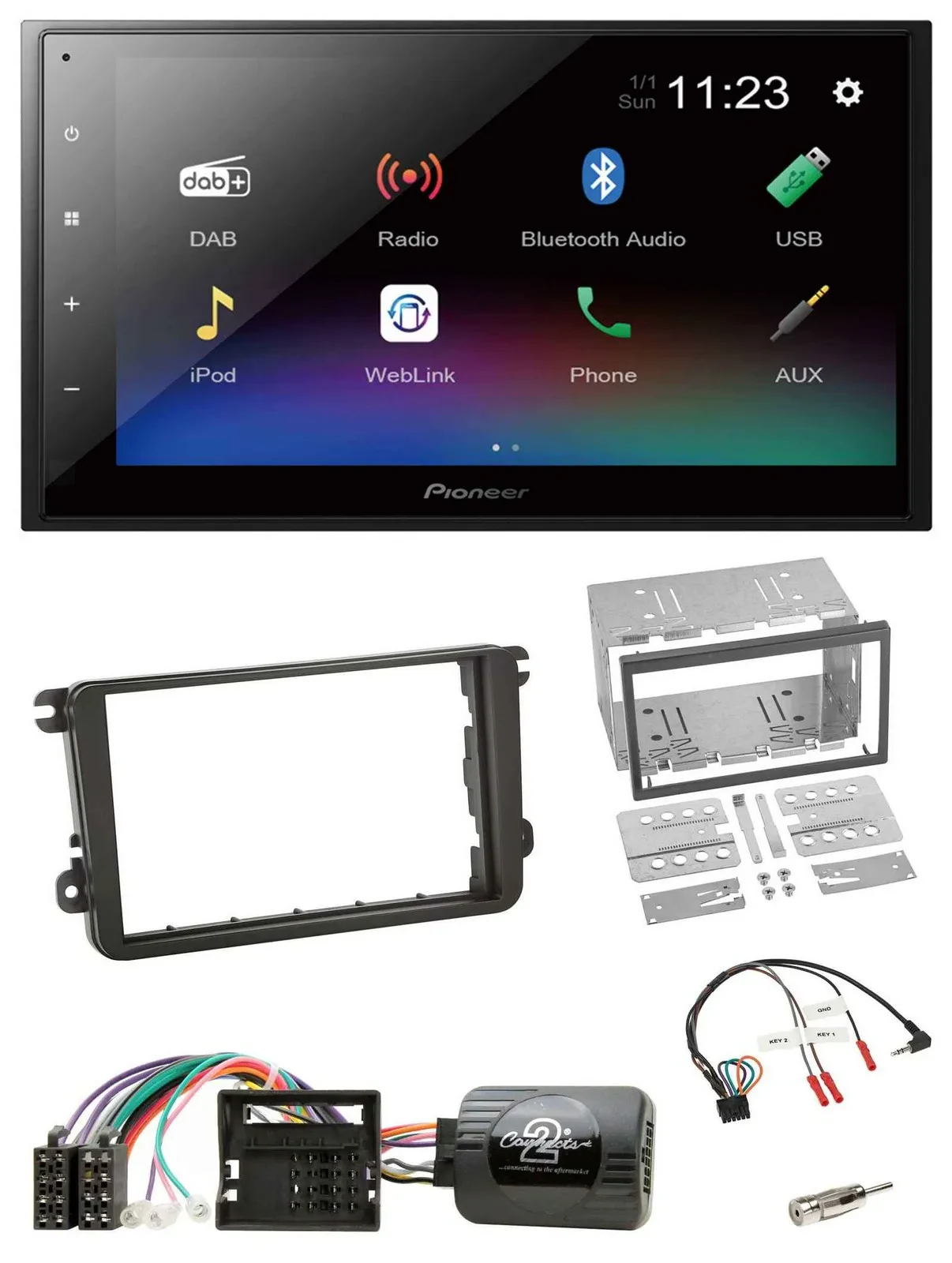 Pioneer USB Bluetooth DAB 2DIN Lenkrad Autoradio für Skoda Fabia 5J 2007-2014