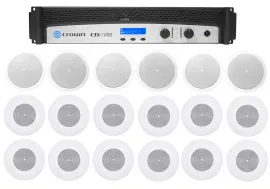 Crown CDi1000 500w 70V Commercial Amplifier+6 Front+12 Background Music Speakers