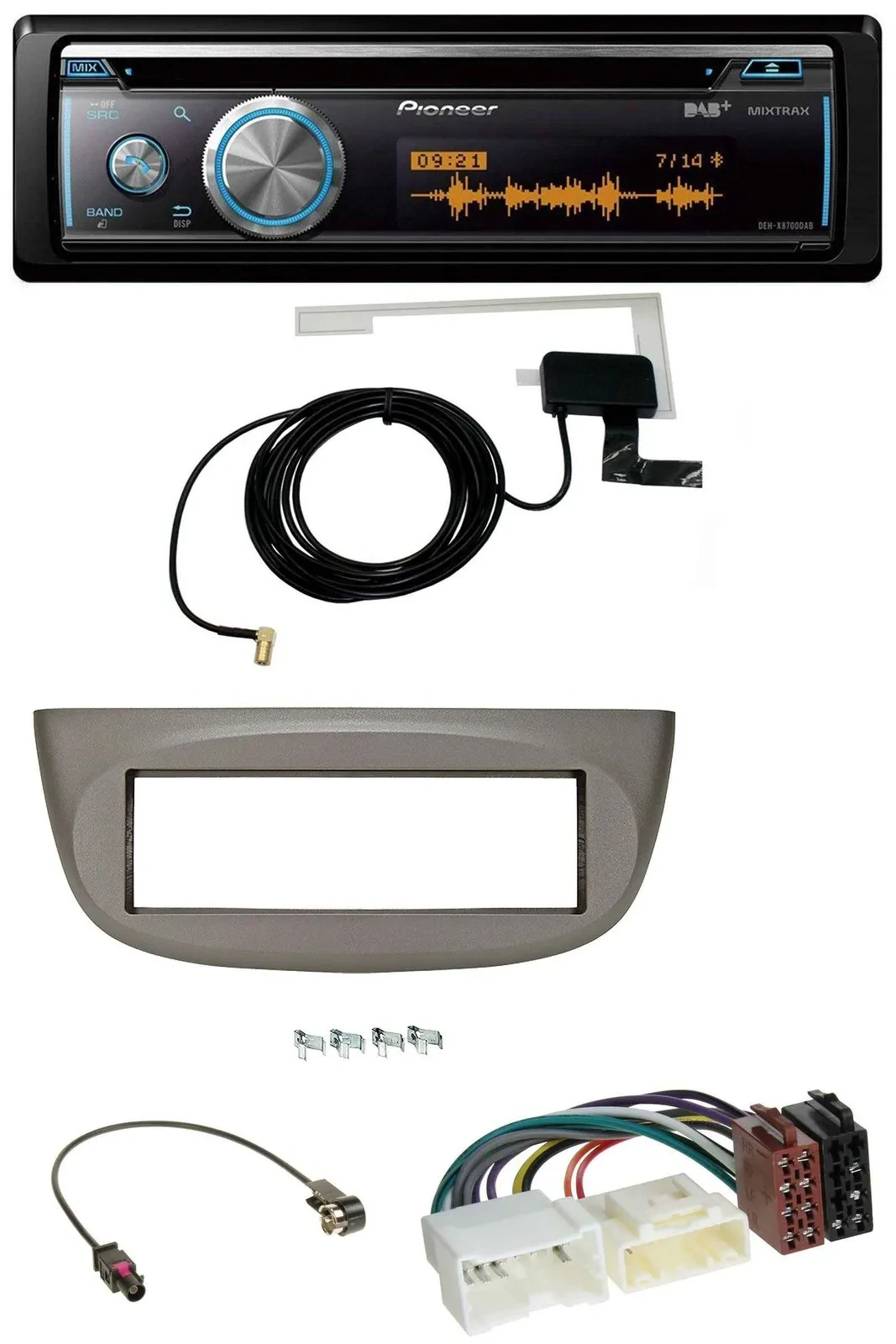 Pioneer Bluetooth DAB MP3 USB CD Autoradio für Renault Twingo ab 2012 beige-grau