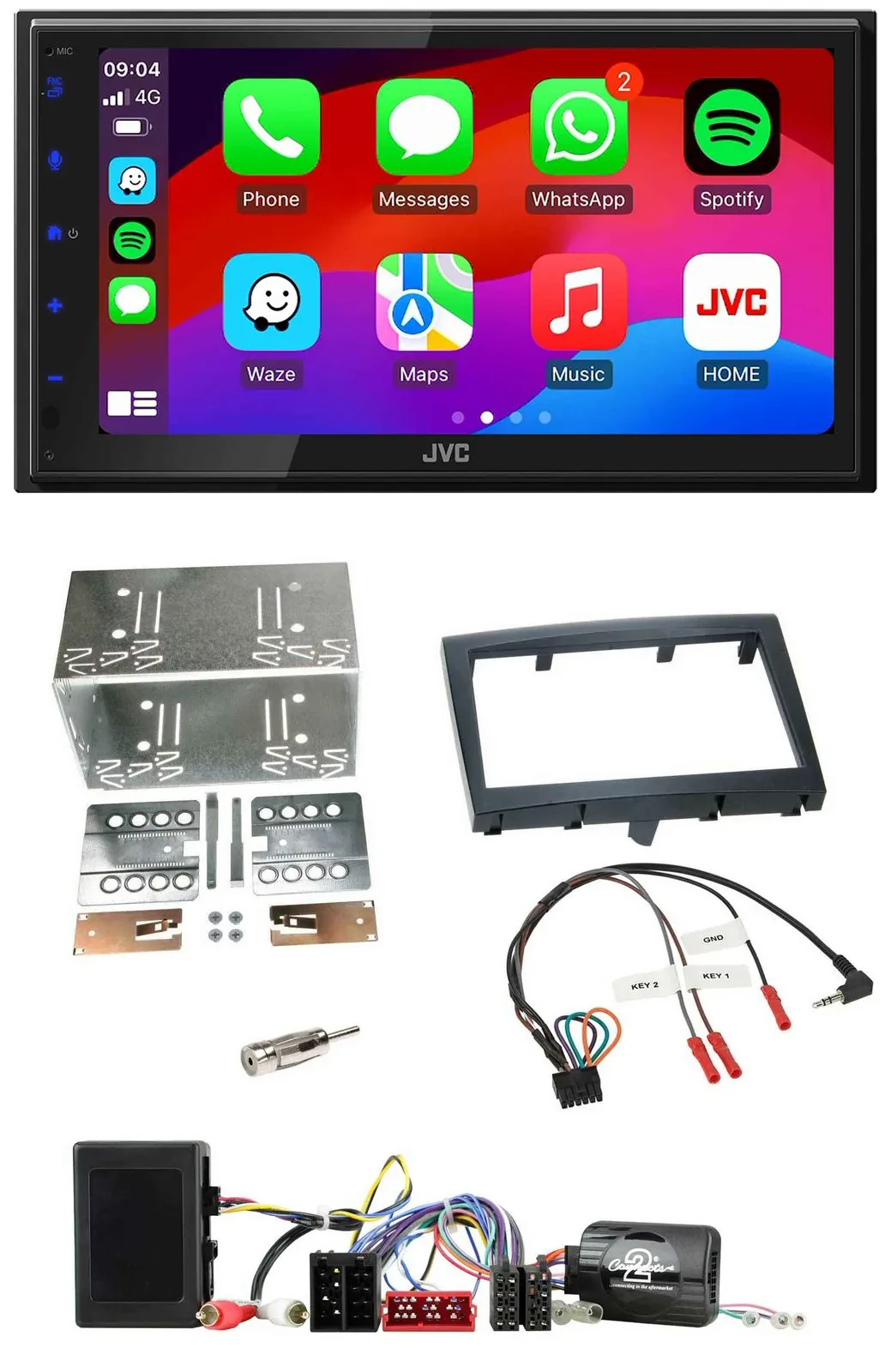 JVC Bluetooth USB Lenkrad 2DIN DAB Autoradio für Porsche Boxster 911 Cayman schw