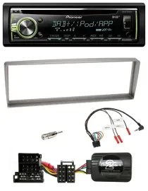 Автомагнитола для Alfa Romeo 156 (с 2003) Pioneer DAB USB MP3 CD, серебристая, совместима с кнопками на руле