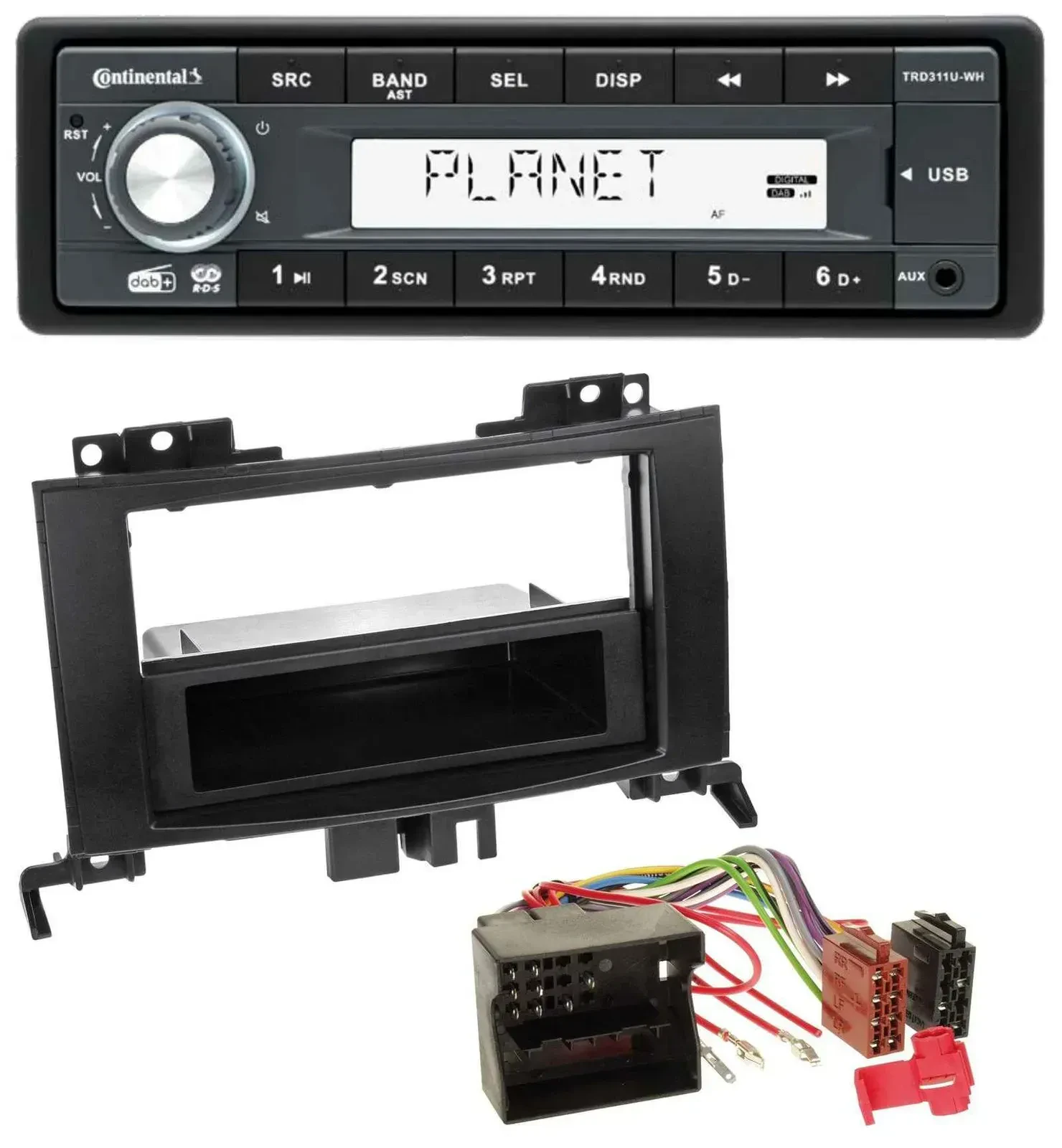 Автомагнитола для Mercedes Sprinter Continental Rubbertou MP3, AUX, USB, DAB, 1DIN