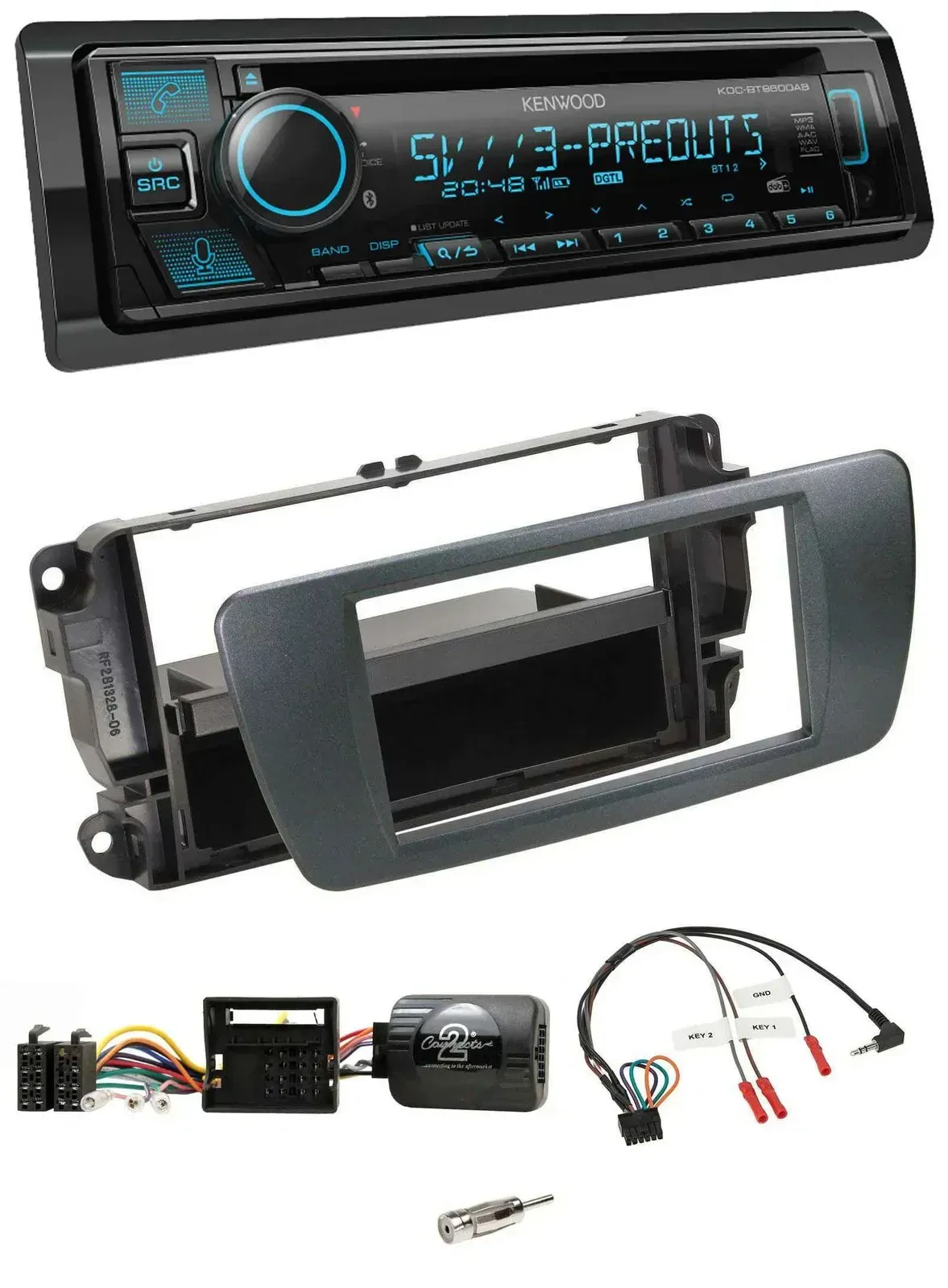 Автомагнитола Kenwood Bluetooth USB CD DAB, для Seat Ibiza, чёрный