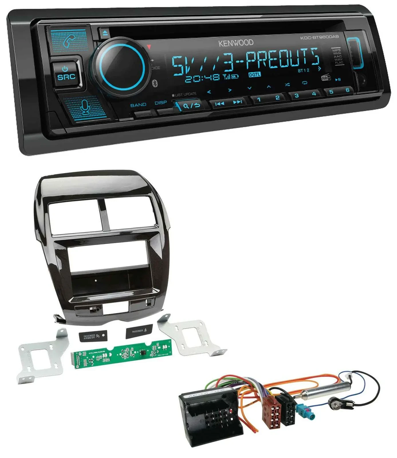 Автомагнитола для Citroen C4 Aircross/Mitsubishi AS Kenwood Bluetooth, USB, CD, MP3, DAB