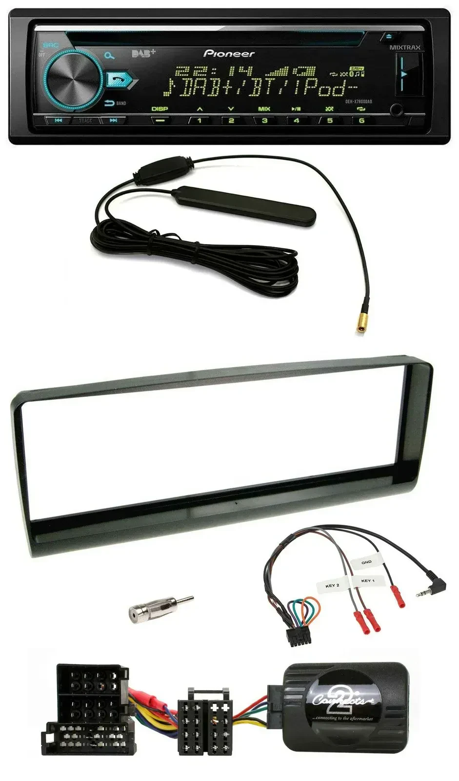 Автомагнитола Pioneer CD/MP3, DAB, USB, черный, для Alfa Romeo 156 (2000–2001), поддержка кнопок на руле