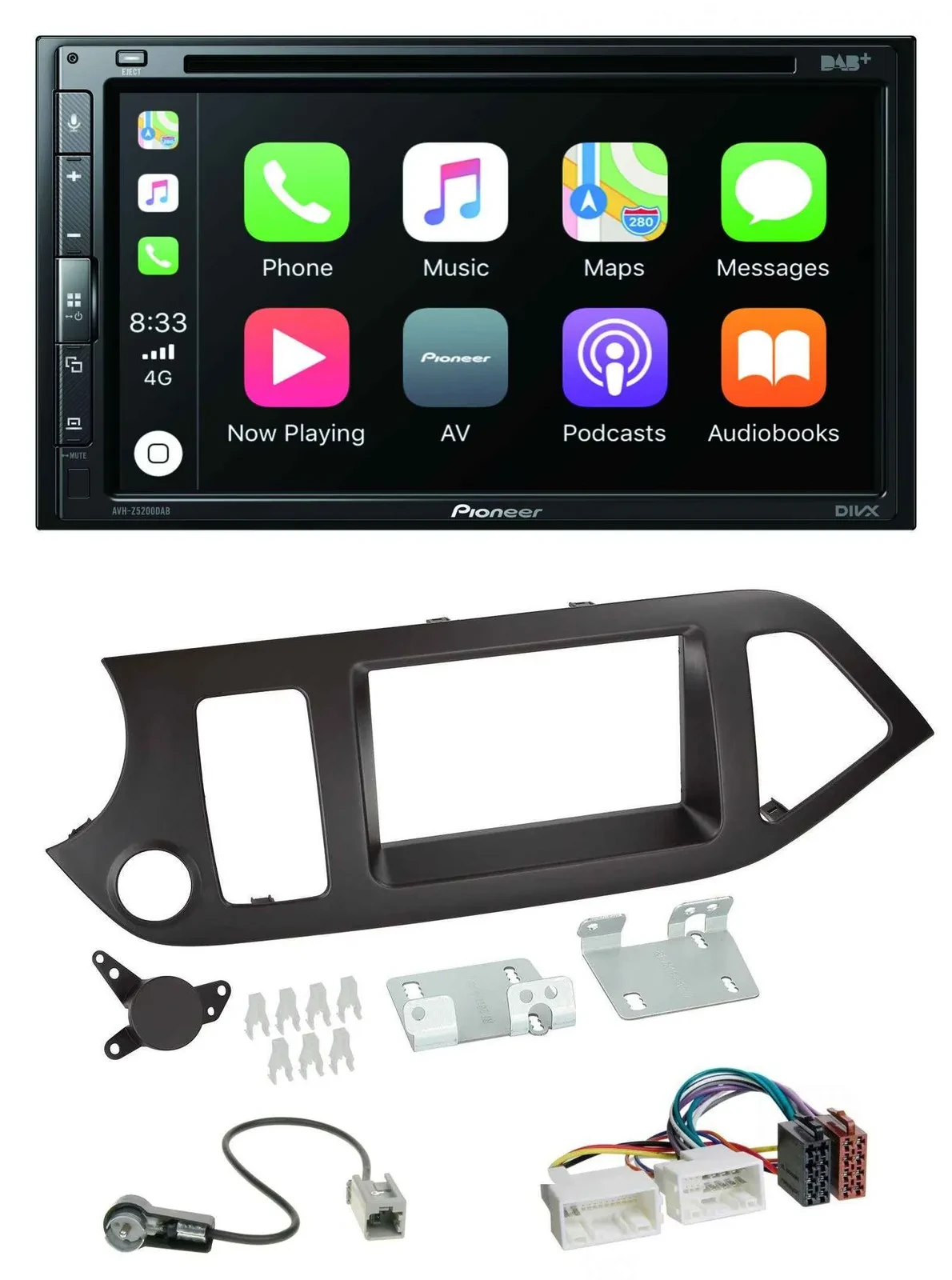 Pioneer DVD 2DIN MP3 DAB Bluetooth USB Autoradio für Kia Picanto ab 11 ohne Star