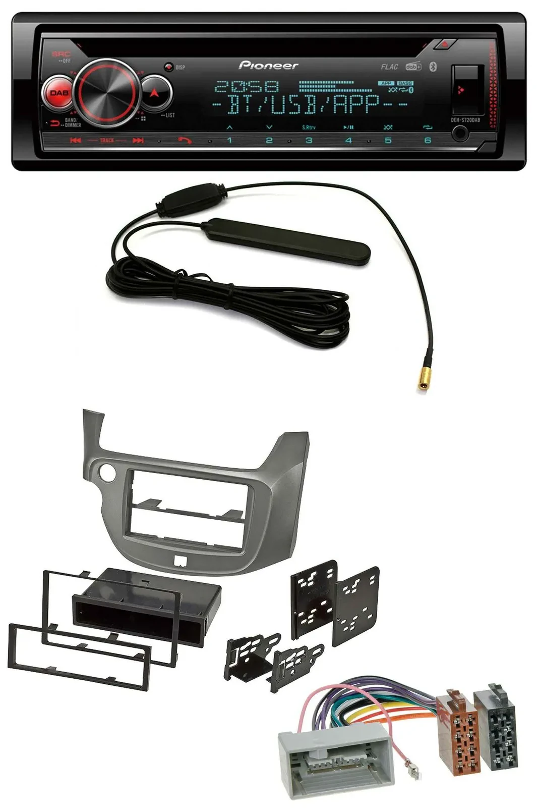 Автомагнитола для Honda Jazz (с 2009) Pioneer USB DAB MP3 Bluetooth CD, серебристая