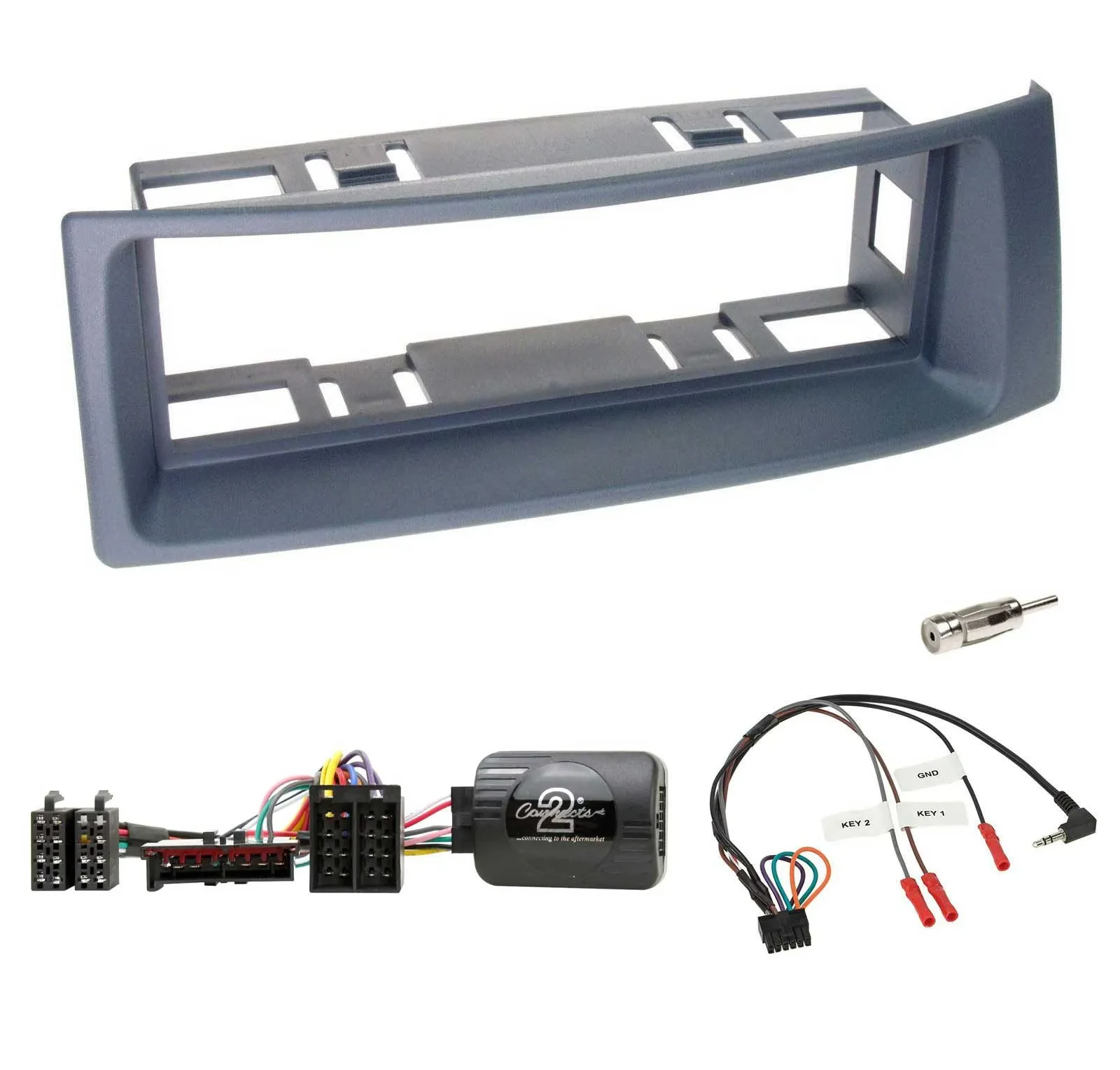Einbauset Lenkradadapter DIN Autoradio für Renault Scenic Megane 1996-2000 grau