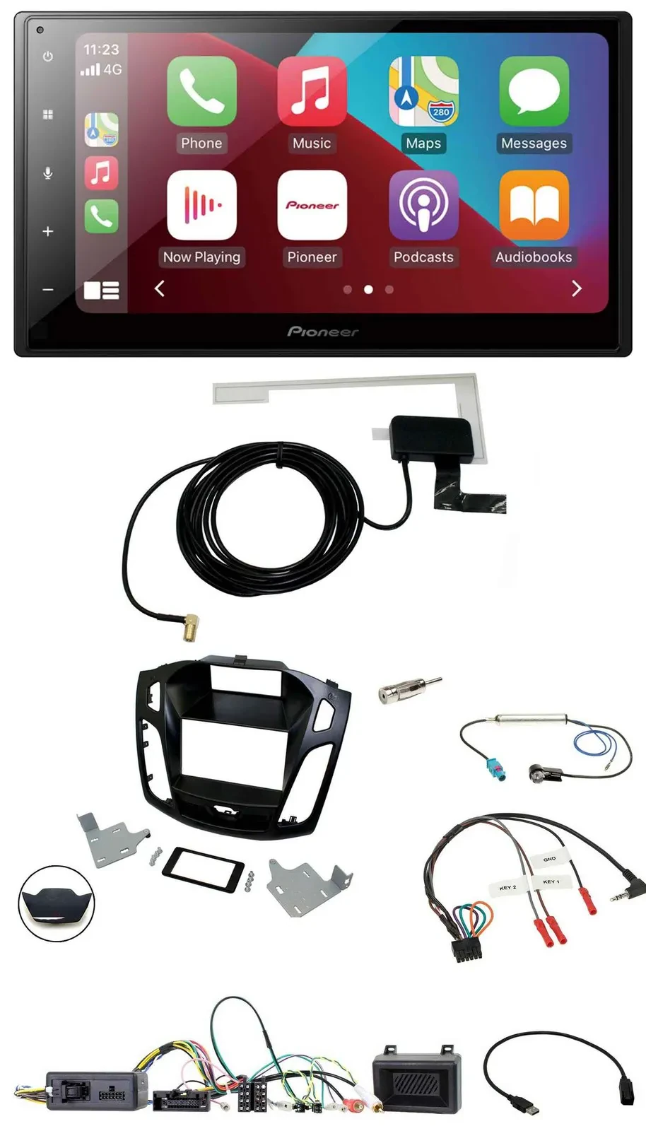 Pioneer USB Bluetooth DAB Lenkrad 2DIN Autoradio für Ford Focus 2014-2018