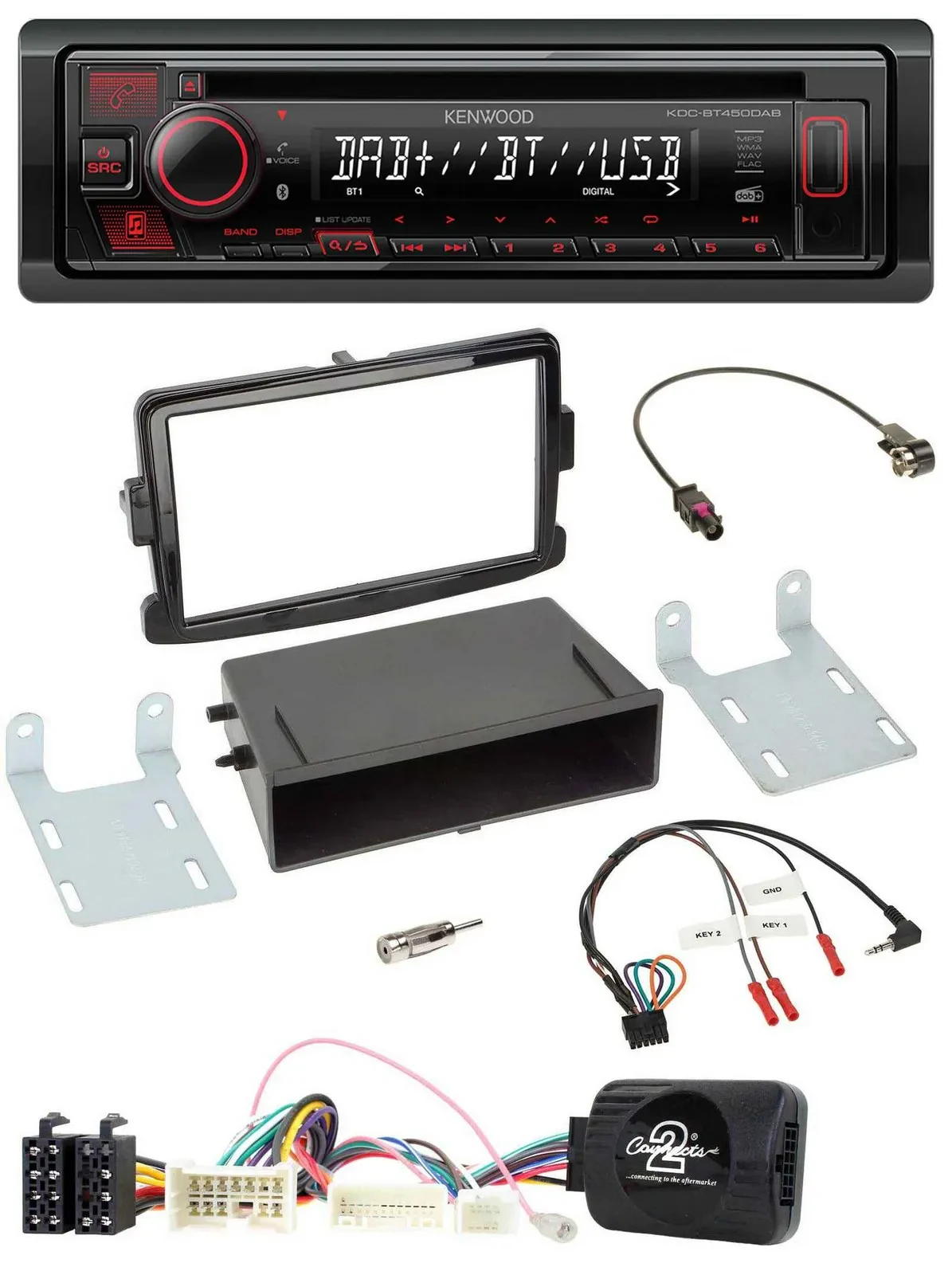 Kenwood Lenkrad CD USB Bluetooth DAB Autoradio für Dacia Dokker Lodgy Sandero ab