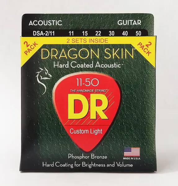 Струны для акустической гитары DR Strings DRAGON SKIN DR DSA-2/11, 11 - 50, 2 комплекта