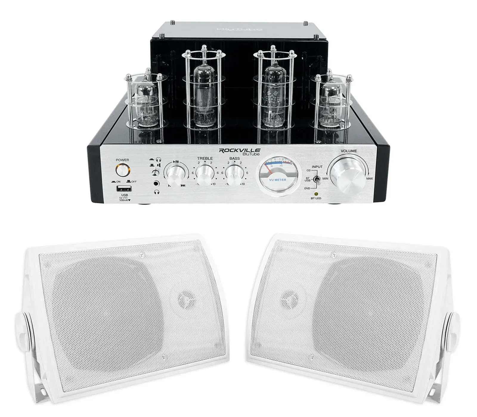 Усилитель мощности Rockville BluTube+HP5S-8 с комплектом акустики