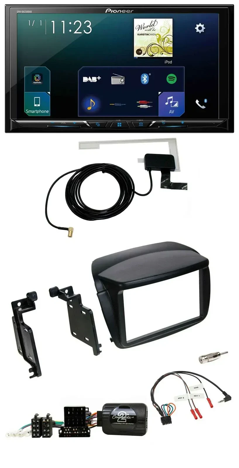 Автомагнитола Pioneer 2DIN, DAB, USB, Bluetooth, поддержка управления с руля, для Fiat Doblo (с 2010)