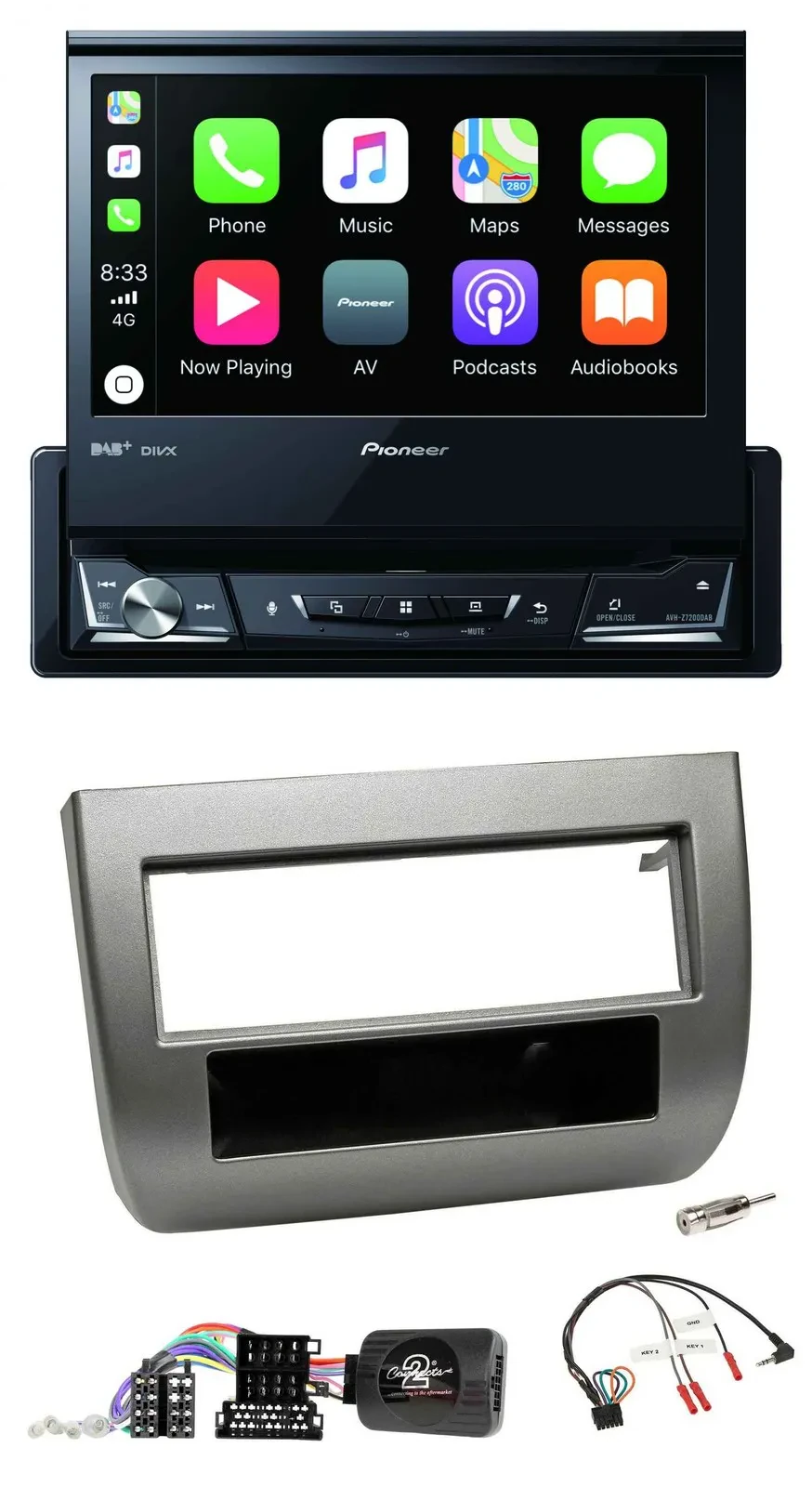 Pioneer DVD Bluetooth DAB USB Lenkrad Autoradio für Lancia Y 843 05-11 dunkelsil