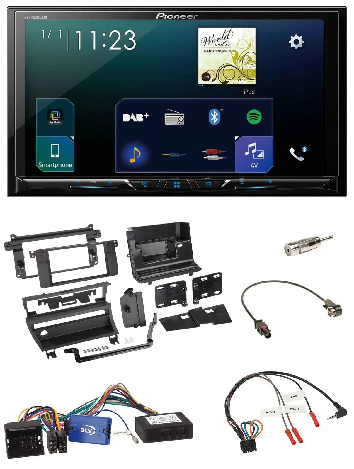 Pioneer Lenkrad Bluetooth USB 2DIN DAB Autoradio für BMW 3er E46 02-06 1 Schalte