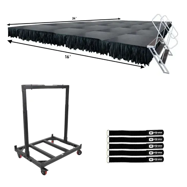 ProX 16' x 24' Portable Band Live Show Ceremony Gradation Stage Platform w Sk...