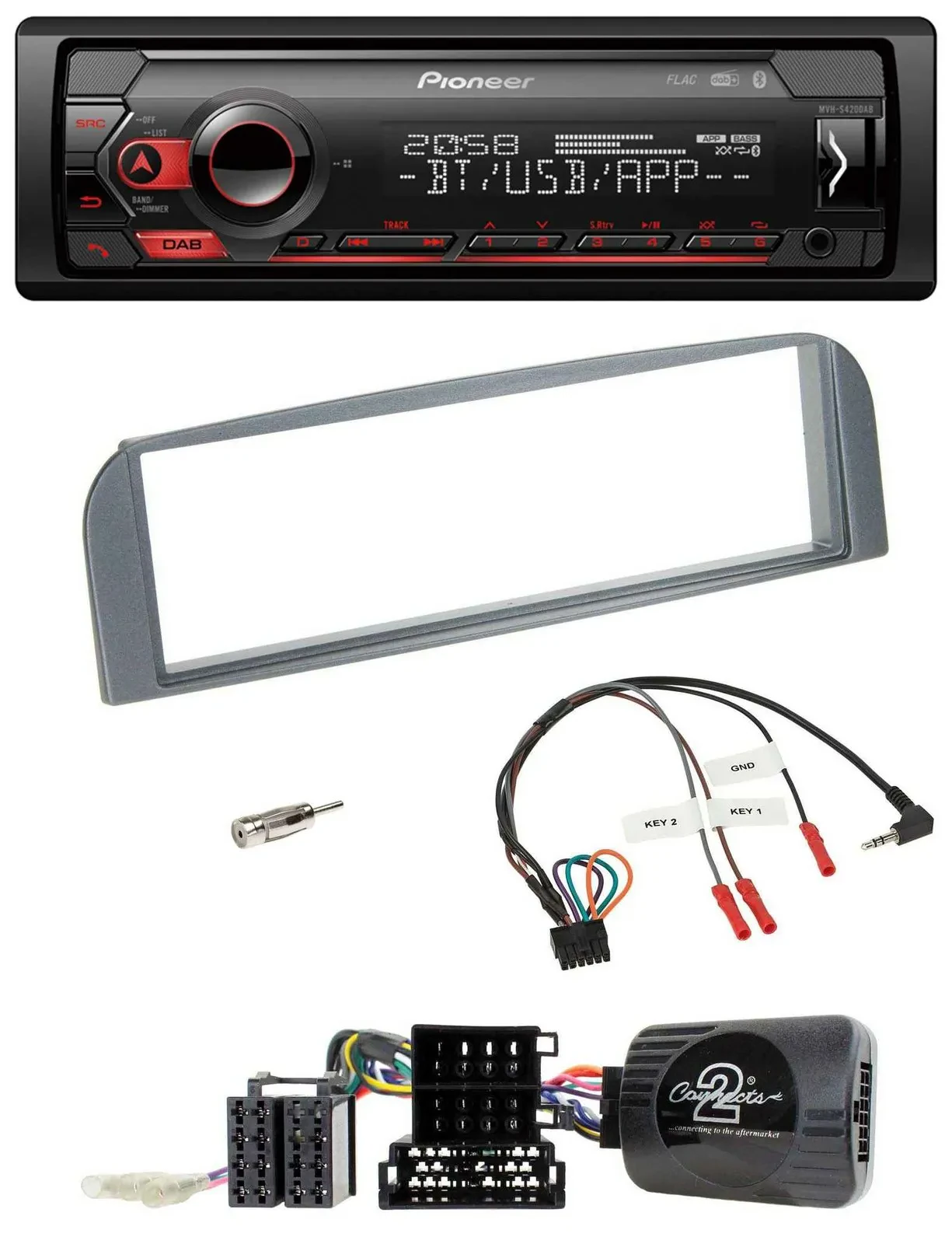 Автомагнитола Pioneer для Alfa Romeo 147/GT 2007–2010, антрацит, USB, DAB, Bluetooth