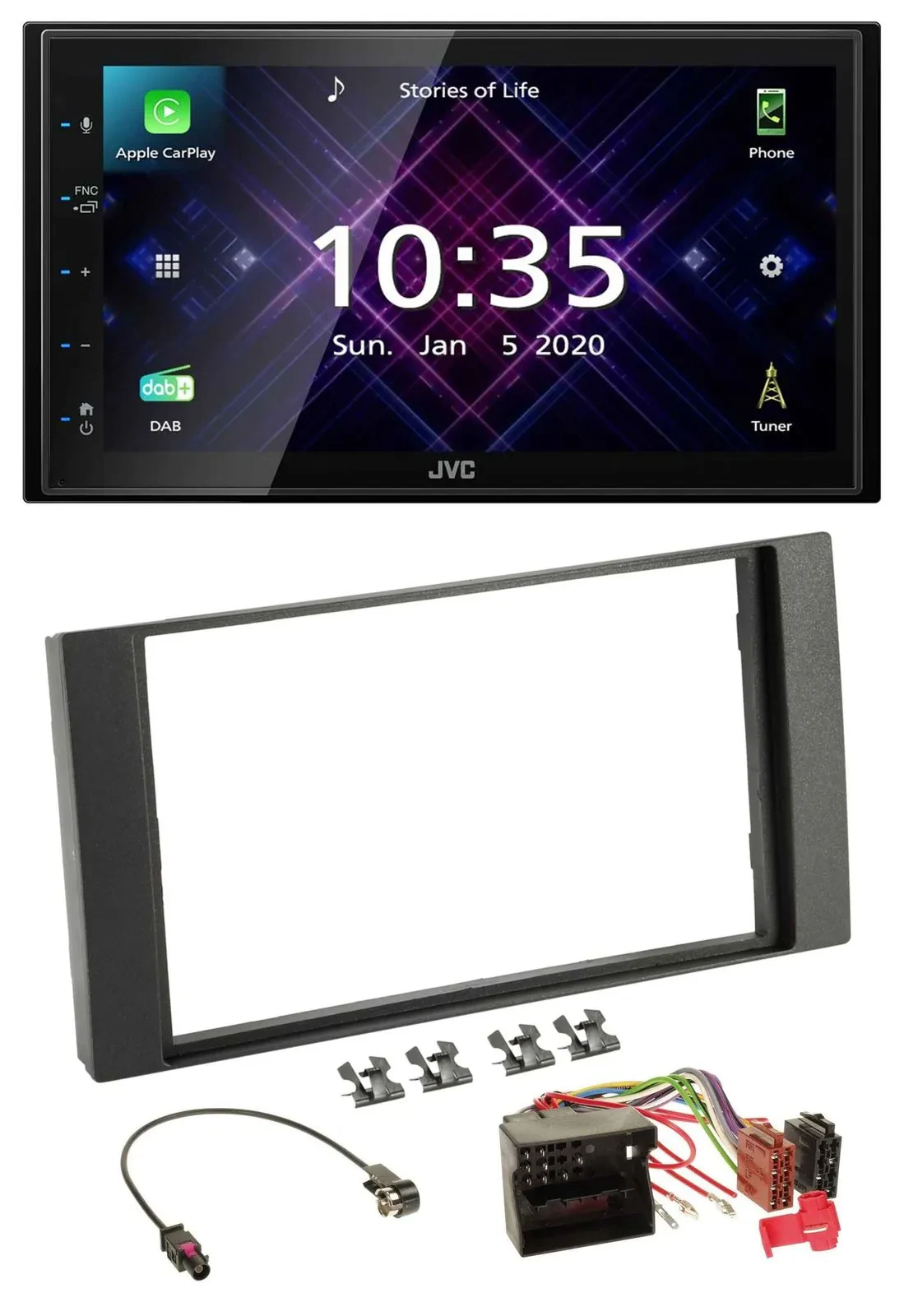 Автомагнитола JVC 2 DIN, DAB, MP3, Bluetooth, USB для Ford Focus/C-Max/S-Max/Galaxy (2003–2007)