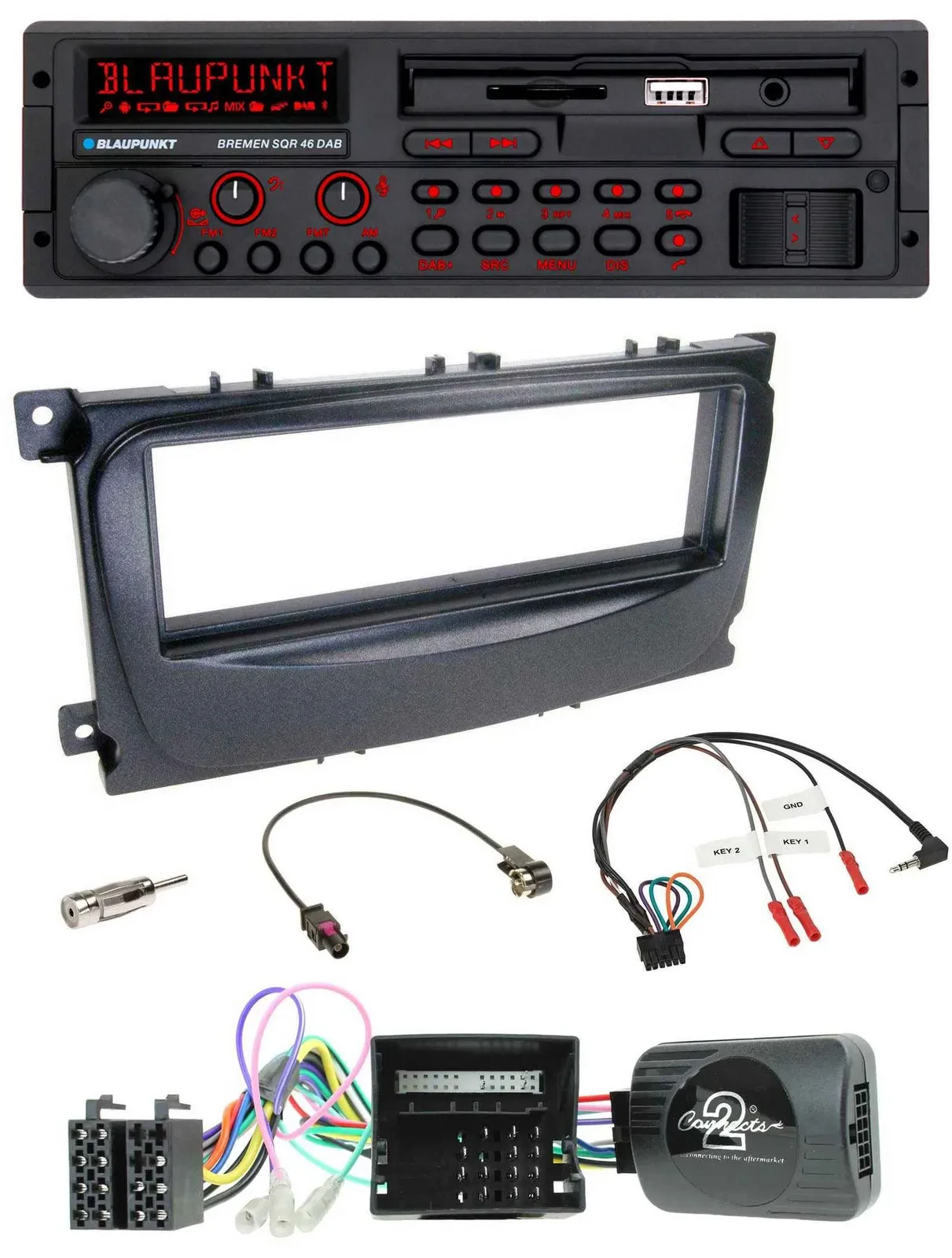 Blaupunkt SD Lenkrad USB Bluetooth DAB Autoradio für Ford Mondeo S-Max 2007-14 C