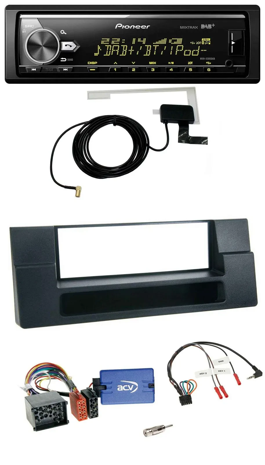 Автомагнитола для BMW 5 Series Pioneer Bluetooth, DAB, USB, поддержка кнопок на руле