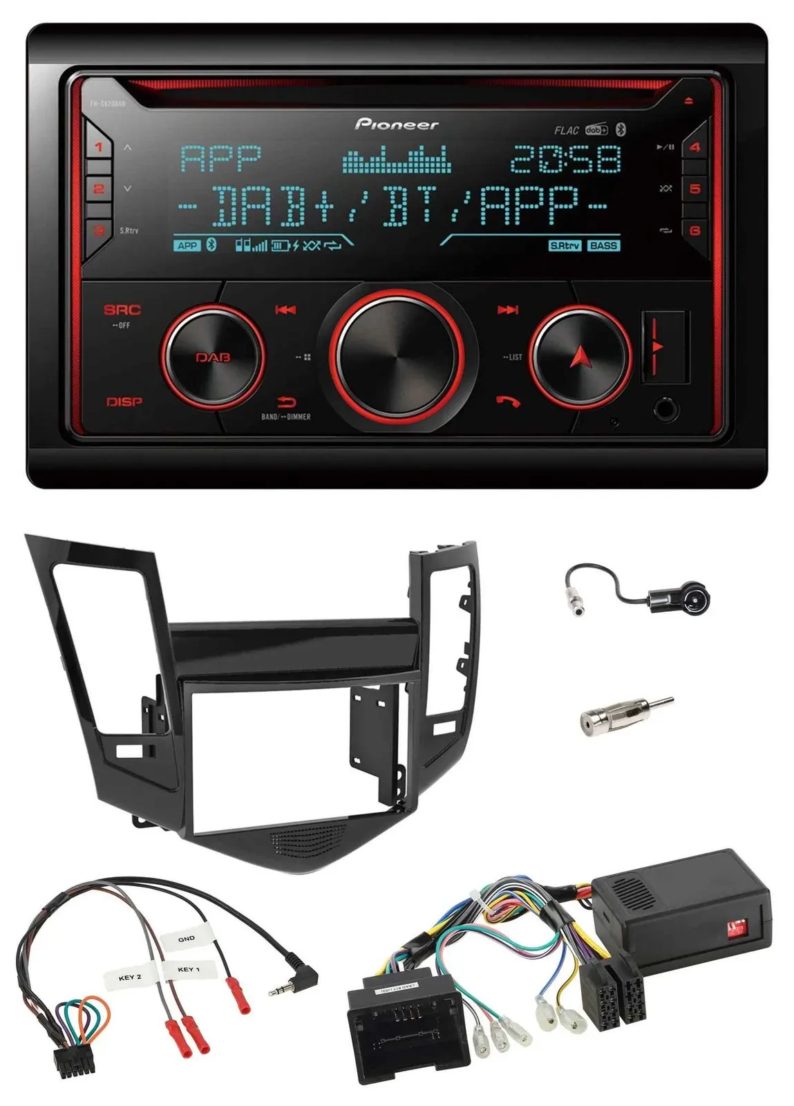 Pioneer 2DIN DAB Lenkrad Bluetooth USB CD Autoradio für Chevrolet Cruze 05/2009-