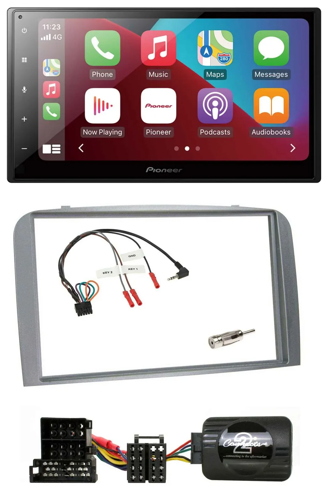 Pioneer USB Lenkrad DAB 2DIN Bluetooth Autoradio für Alfa Romeo 147 GT 04-10 sil