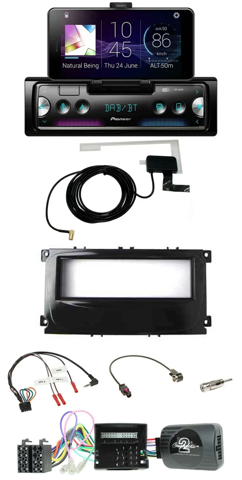 Автомагнитола Pioneer DAB, Bluetooth, USB, поддержка управления на руле, для Ford Galaxy/Focus/C-Max, с интерфейсом CAN