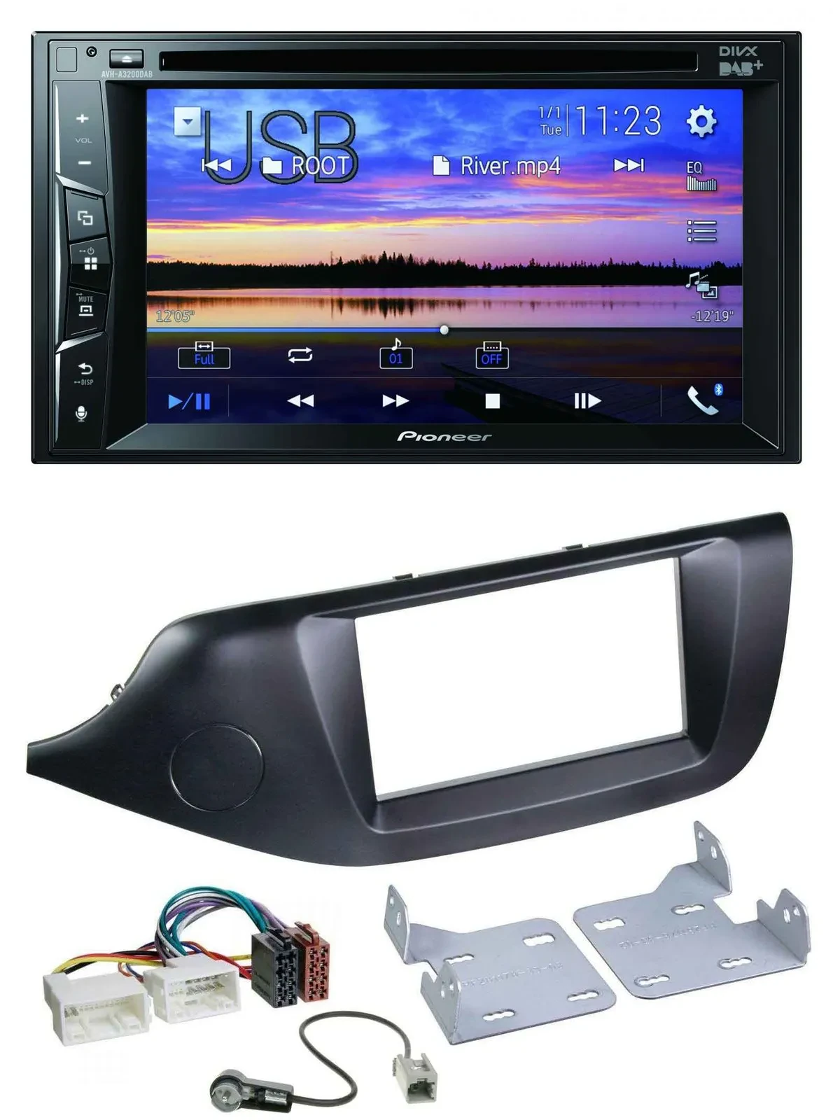 Автомагнитола Pioneer 2DIN, Bluetooth, USB, DVD, DAB, MP3, для Kia Ceed (с 2012), черная