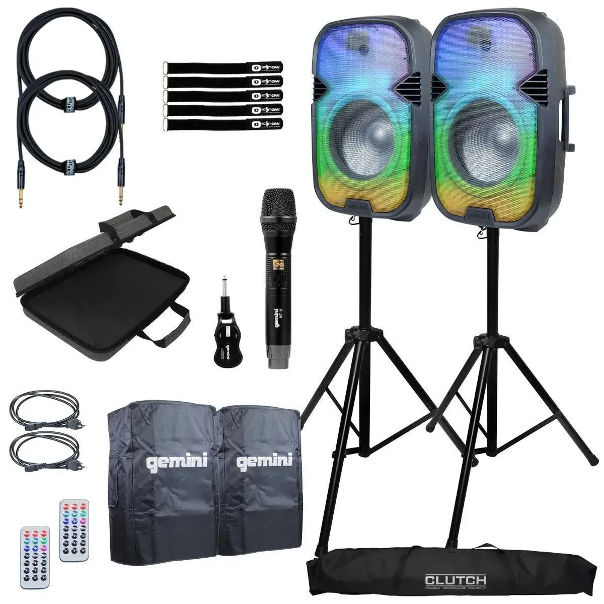 Портативная акустическая система Gemini PARTYBOXRAVE15-MICPK с аксессуарами (пара)