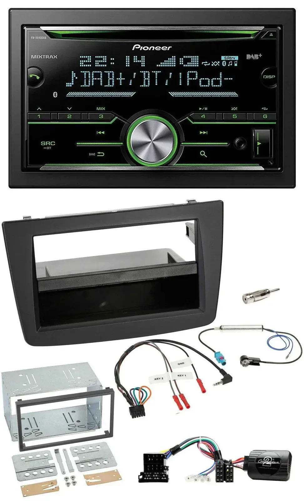 Автомагнитола Pioneer 2DIN, Bluetooth, DAB, USB, CD для Alfa Romeo Mito (2008–2014)