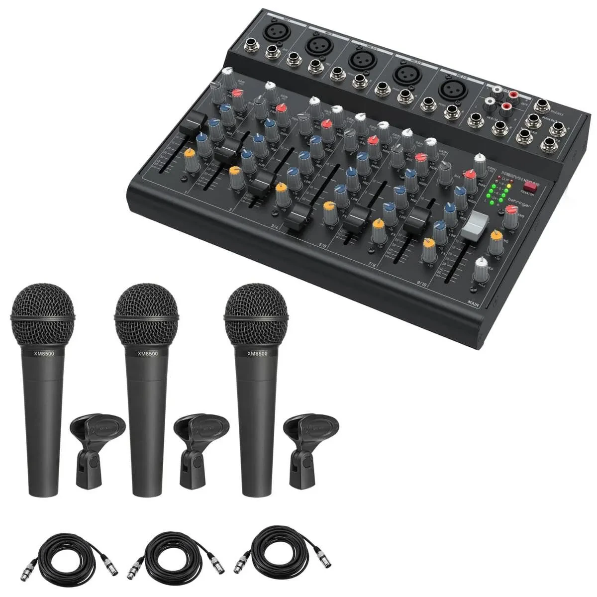 Микшерный пульт Behringer XENYX 1003B аналоговый, 5 микрофонных предусилителей (набор, 3× XM8500)