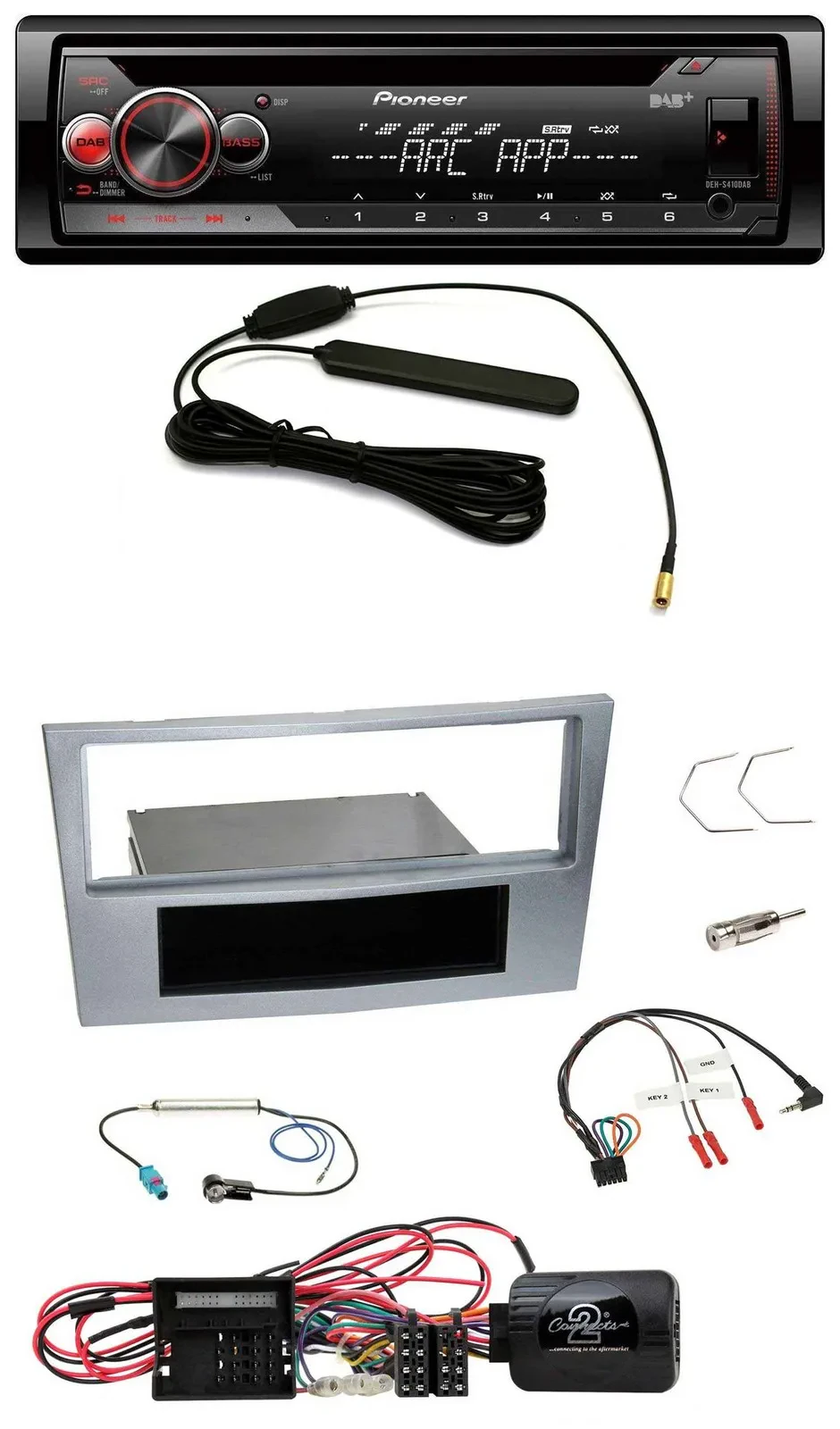 Pioneer CD USB Lenkrad DAB MP3 Autoradio für Opel Corsa D matt-chrom 09-14