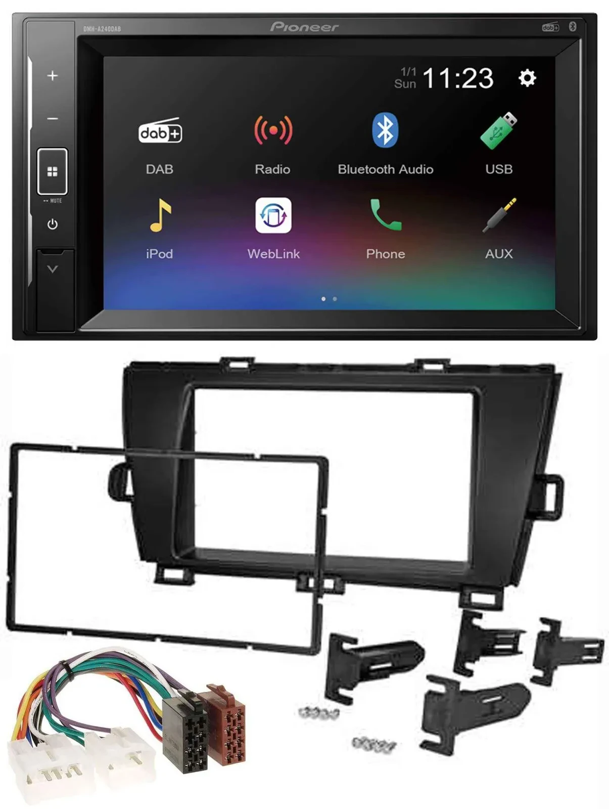 Автомагнитола Pioneer 2-DIN DAB Bluetooth USB для Toyota Prius (2009–2012)