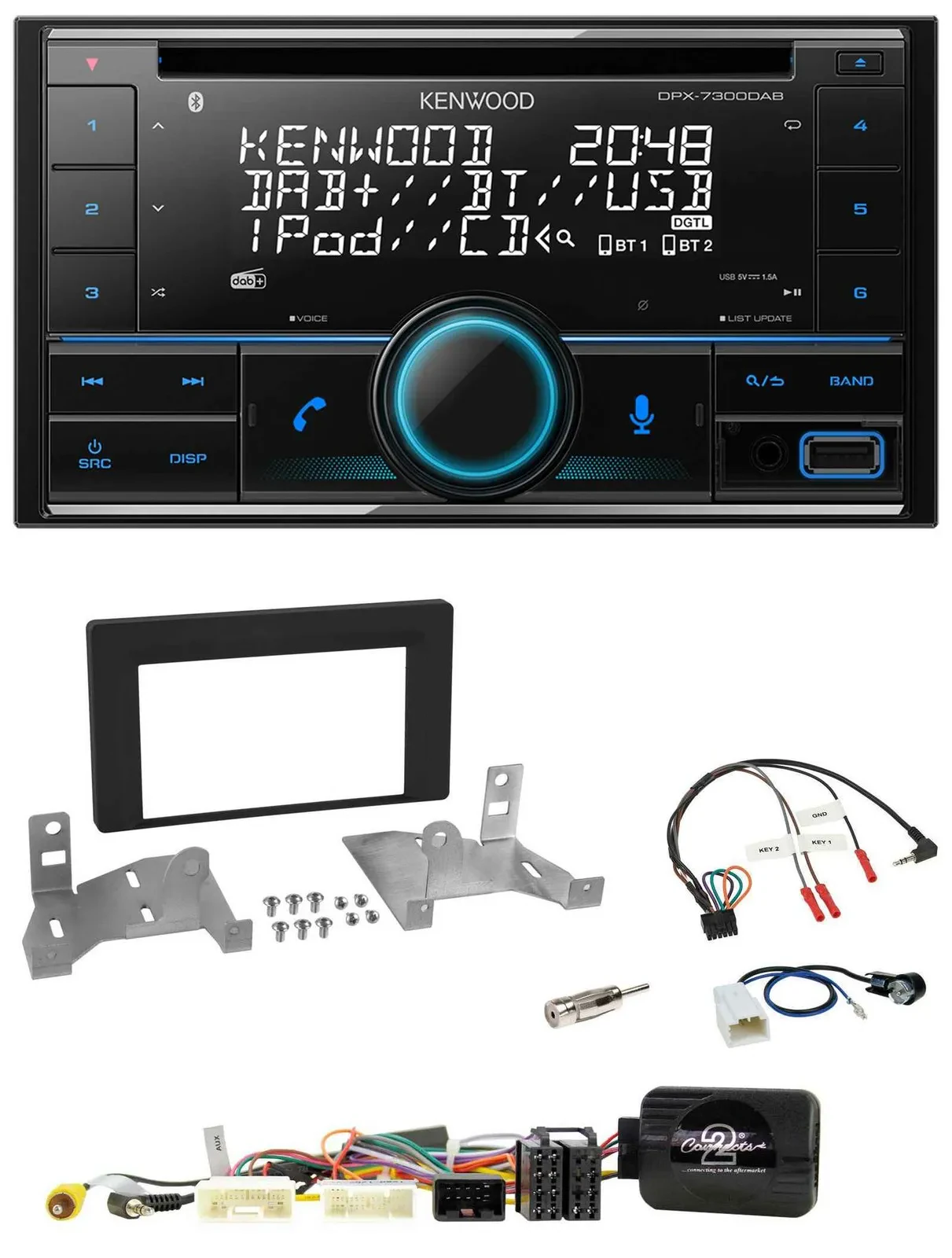 Kenwood CD 2DIN DAB USB Lenkrad Bluetooth Autoradio für Toyota Aygo ab 22 AB7 sc