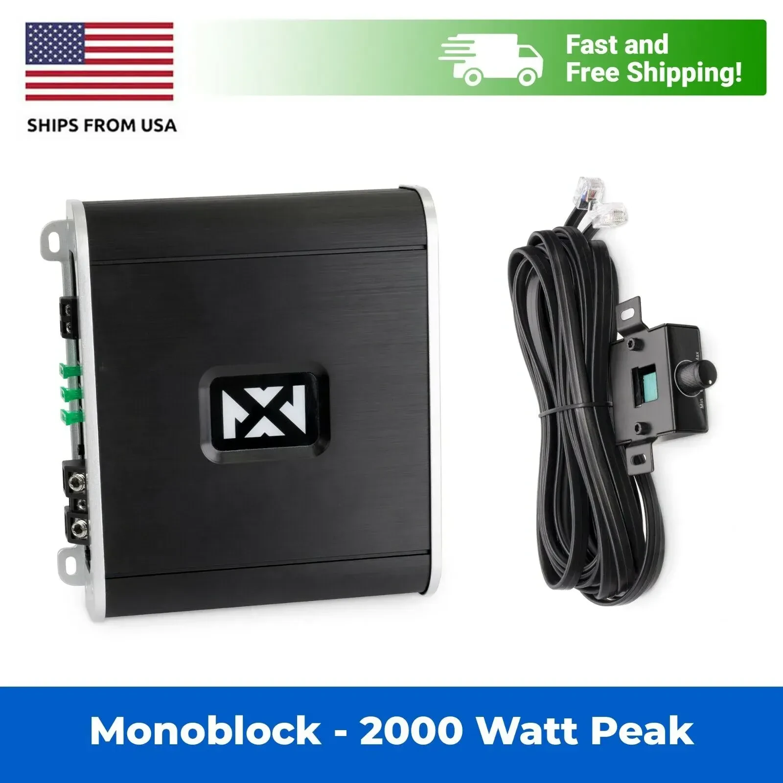 Усилитель мощности для авто/морских систем NVX VAD10001 1-канальный (Monoblock), Class D, 1000W RMS, с басовым пультом