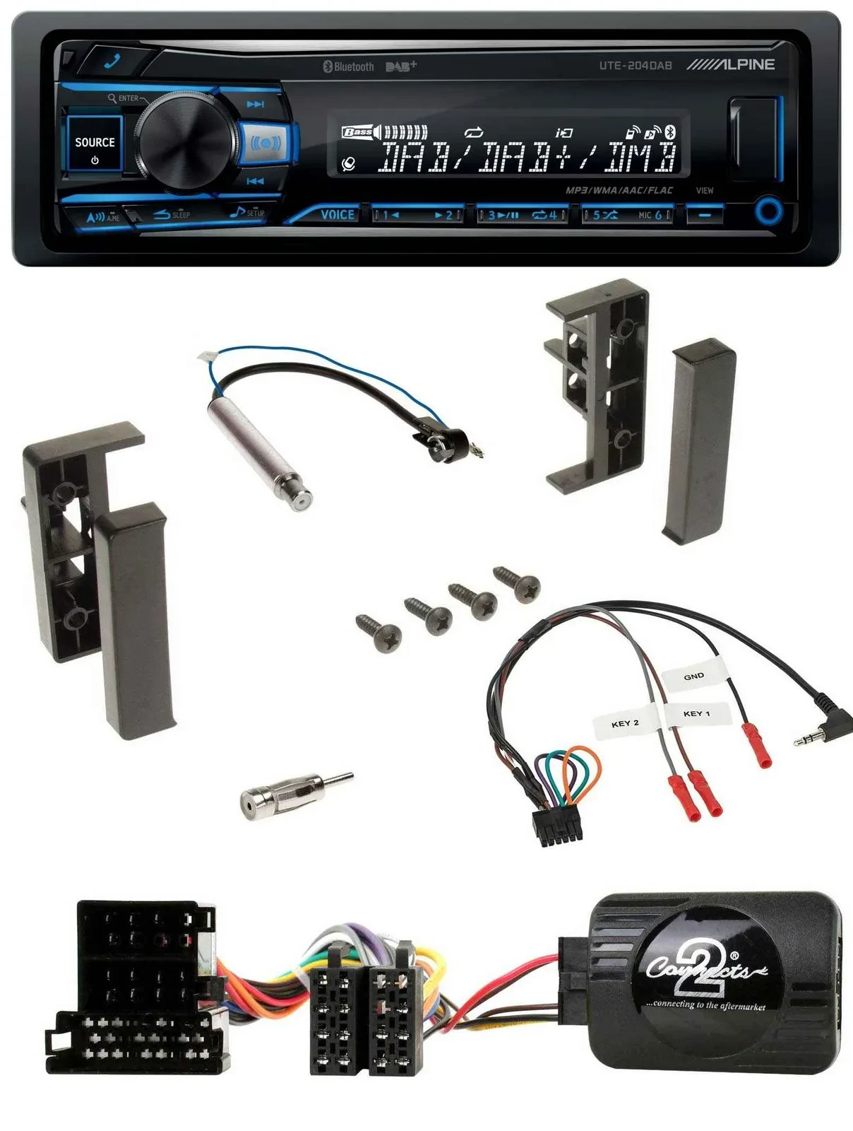 Alpine USB Bluetooth DAB Lenkrad Autoradio für Audi A2 A3 A4 A6 1999-2000