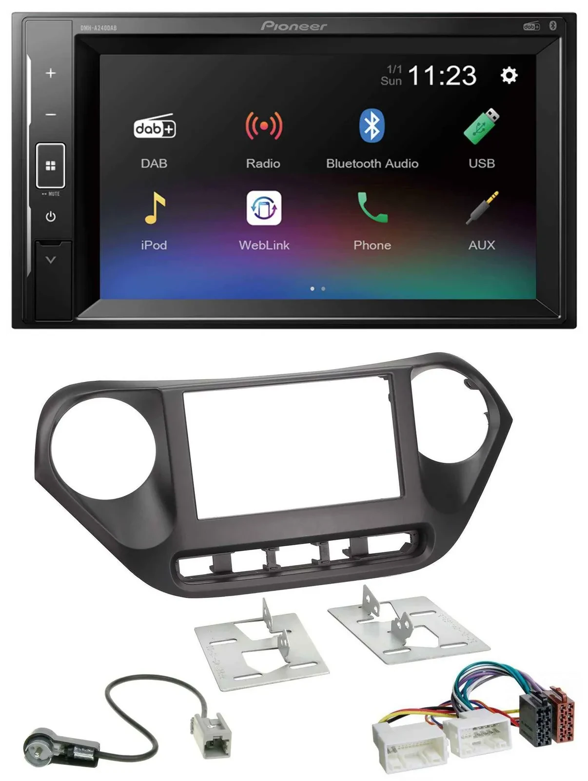 Pioneer DAB MP3 2DIN Bluetooth USB Autoradio für Hyundai i10 (ab 2013)