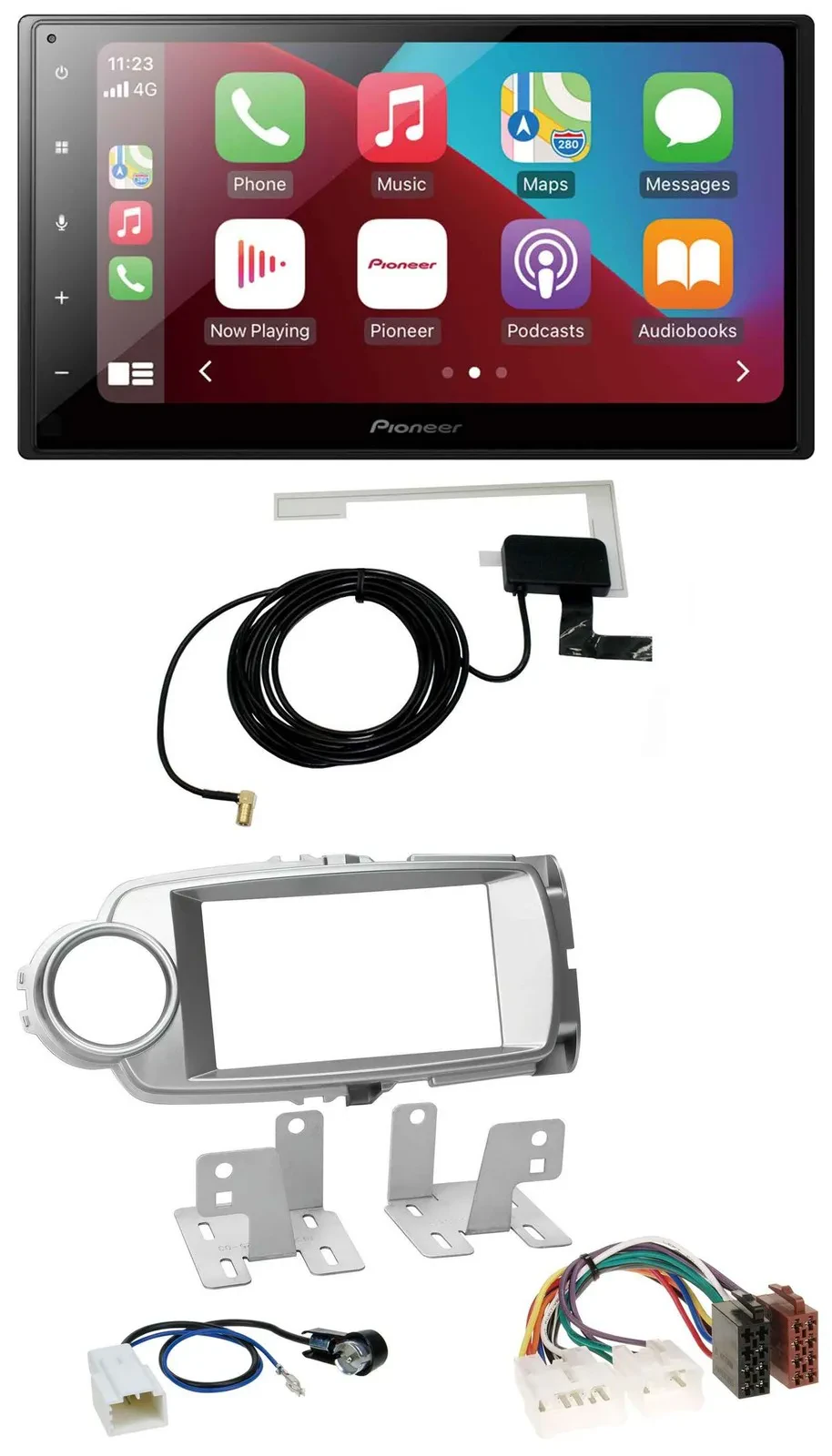 Pioneer USB Bluetooth DAB MP3 2DIN Autoradio für Toyota Yaris 2011-2014 silber