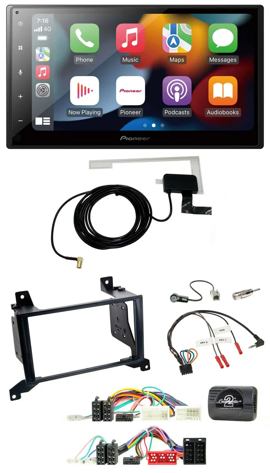 Автомагнитола для Hyundai Santa Fe CM (2009–2020) Pioneer 2 DIN, USB, Bluetooth, DAB, поддержка управления на руле