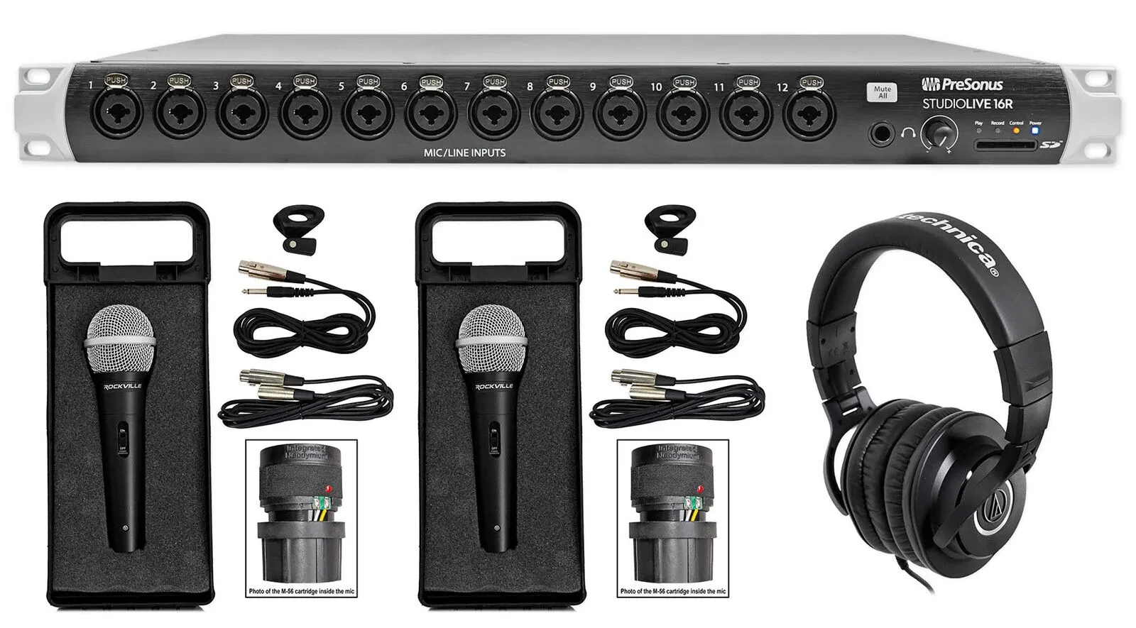 PRESONUS Studiolive 16R 16-Ch. Rack Stage Box Mixer, 16 Preamps+Headphones+Mics