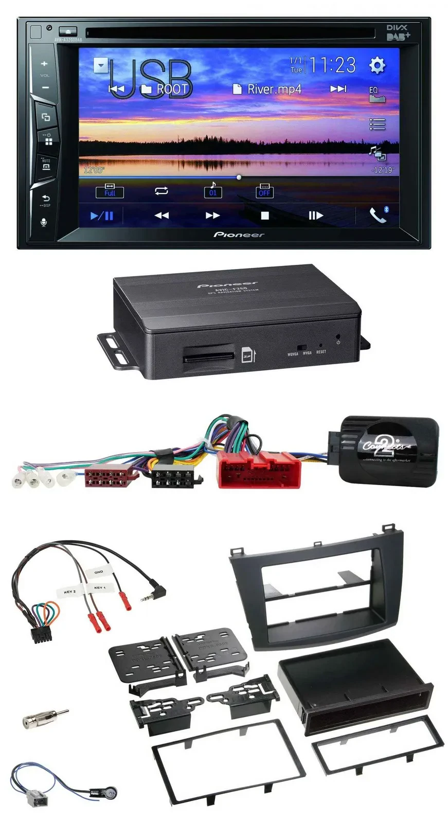 Pioneer 2DIN TMC DAB Lenkrad USB Bluetooth Navigation für Mazda 3 09-13 Can-Bus