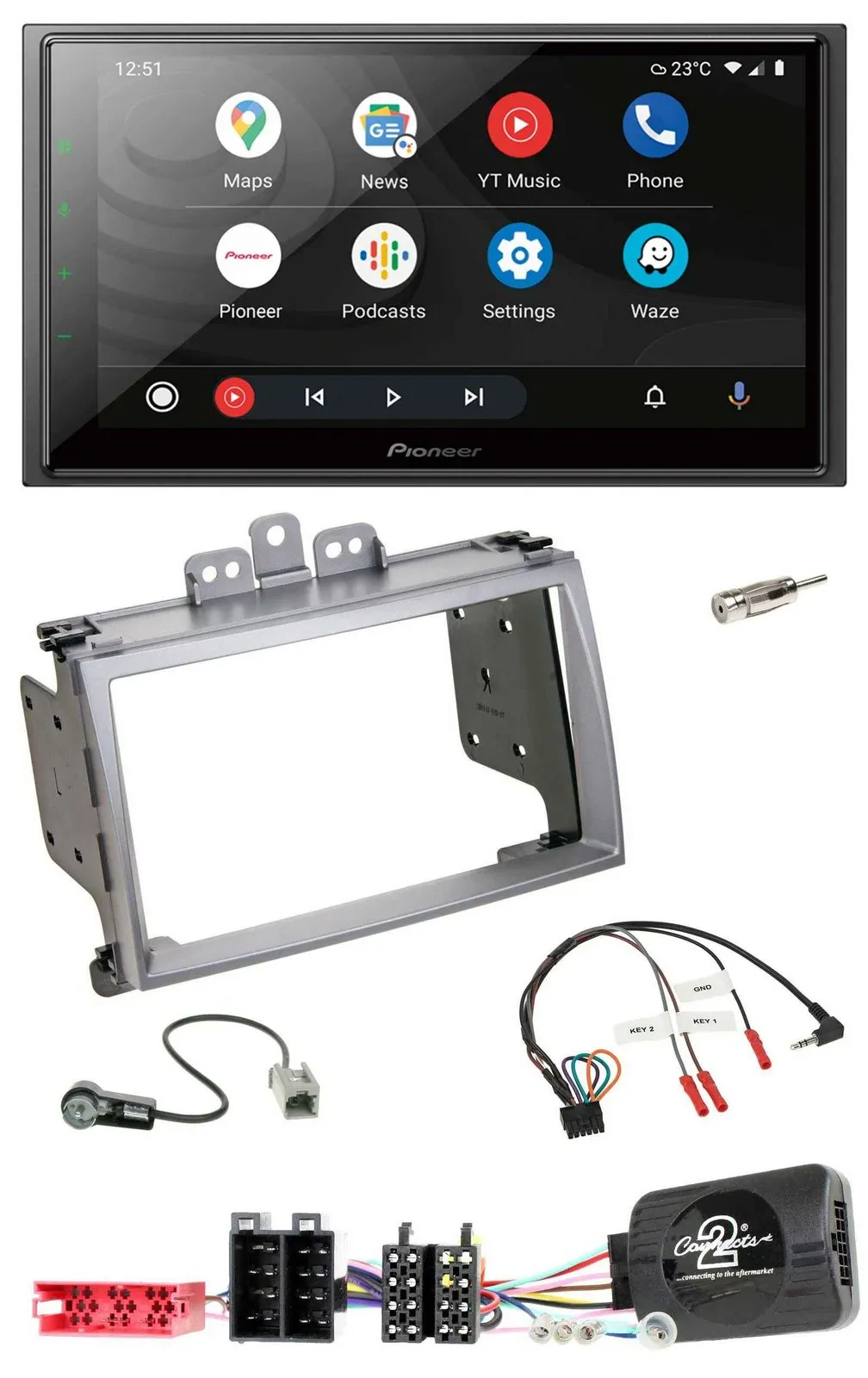 Pioneer USB 2DIN DAB Lenkrad Bluetooth Autoradio für Hyundai i20 2009-2012 silbe