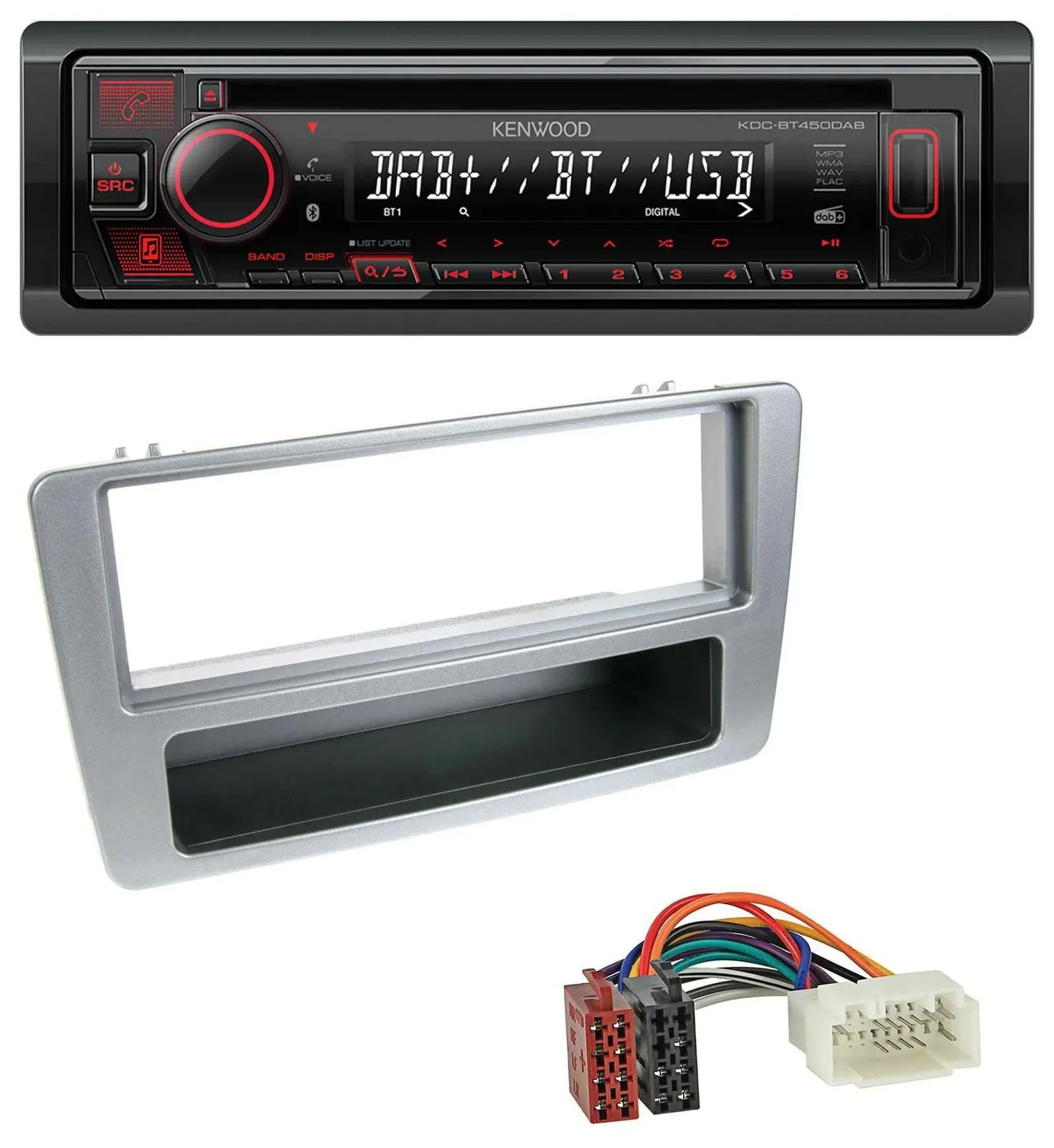 Kenwood MP3 CD USB Bluetooth DAB Autoradio für Honda Civic 01-03 silber man. Kli