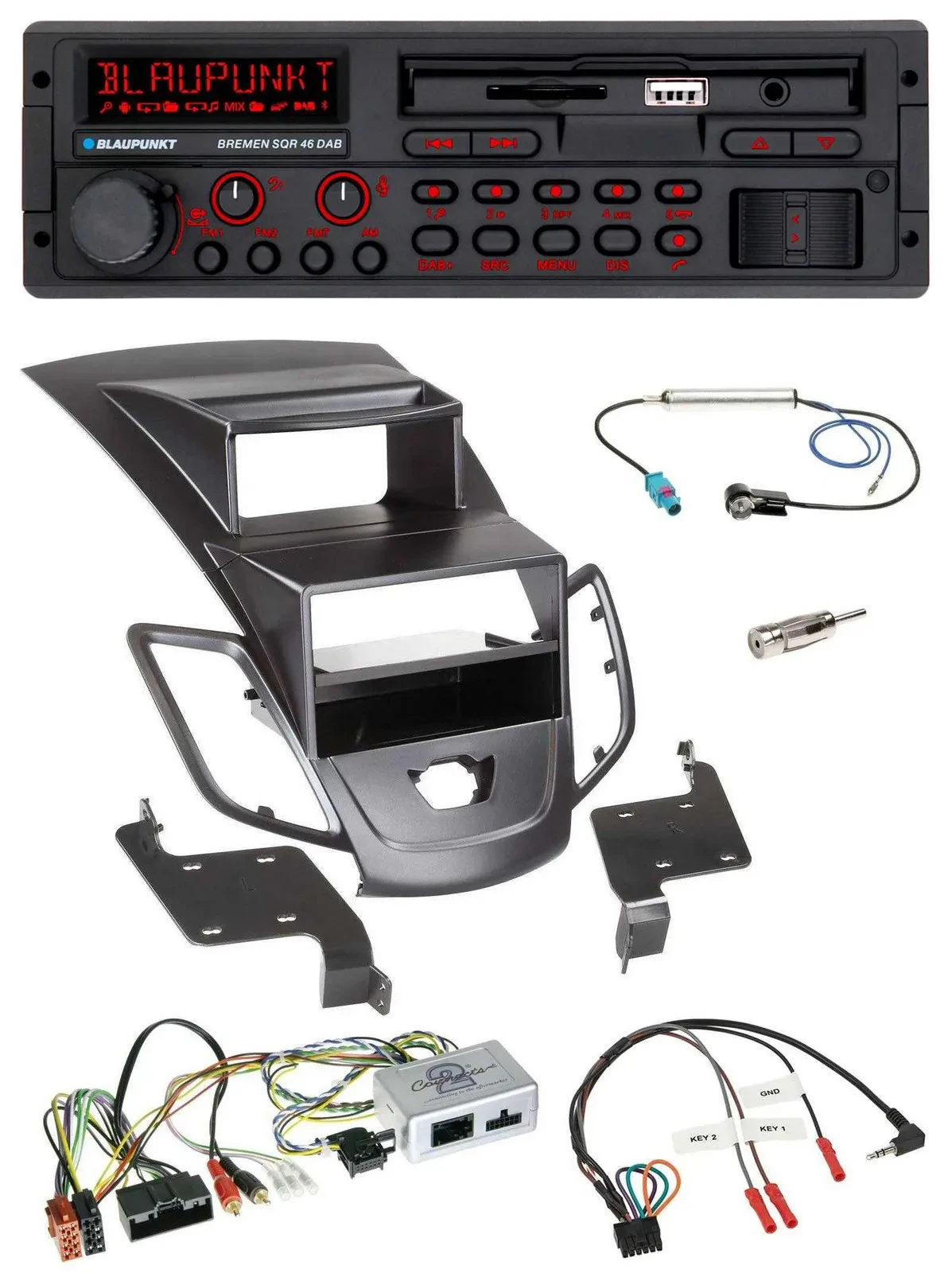 Blaupunkt SD Lenkrad USB Bluetooth DAB Autoradio für Ford Fiesta 10-17 Display s