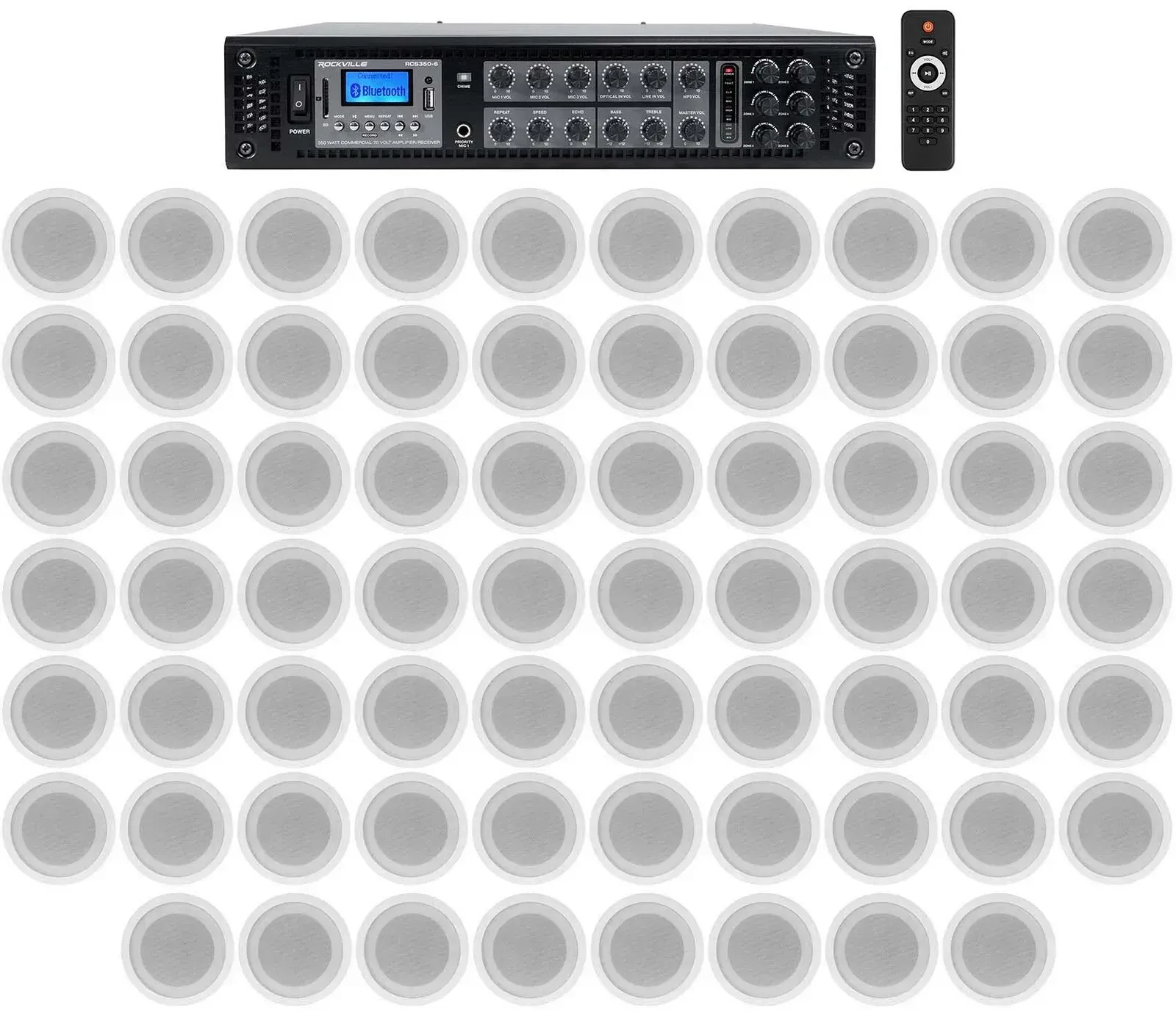 Потолочная акустика Rockville RCS350-6+(17) CCL5T White с усилителем (68 штук)