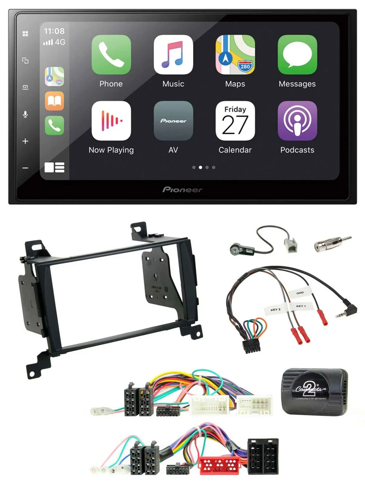 Pioneer Lenkrad Bluetooth DAB 2DIN USB Autoradio für Hyundai Santa Fe 2010-2012