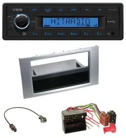 Автомагнитола VDO 1DIN, MP3, USB, AUX, для Ford Kuga/Fusion/Transit (2005–2012), серебристая
