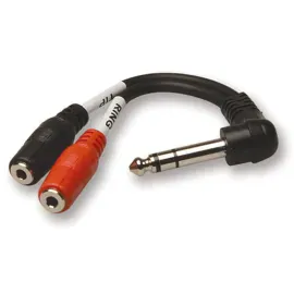 Hosa 6" 1/4" TRS Male to Dual 3.5mm TRS Female Stereo Splitter Cable #YPM-523