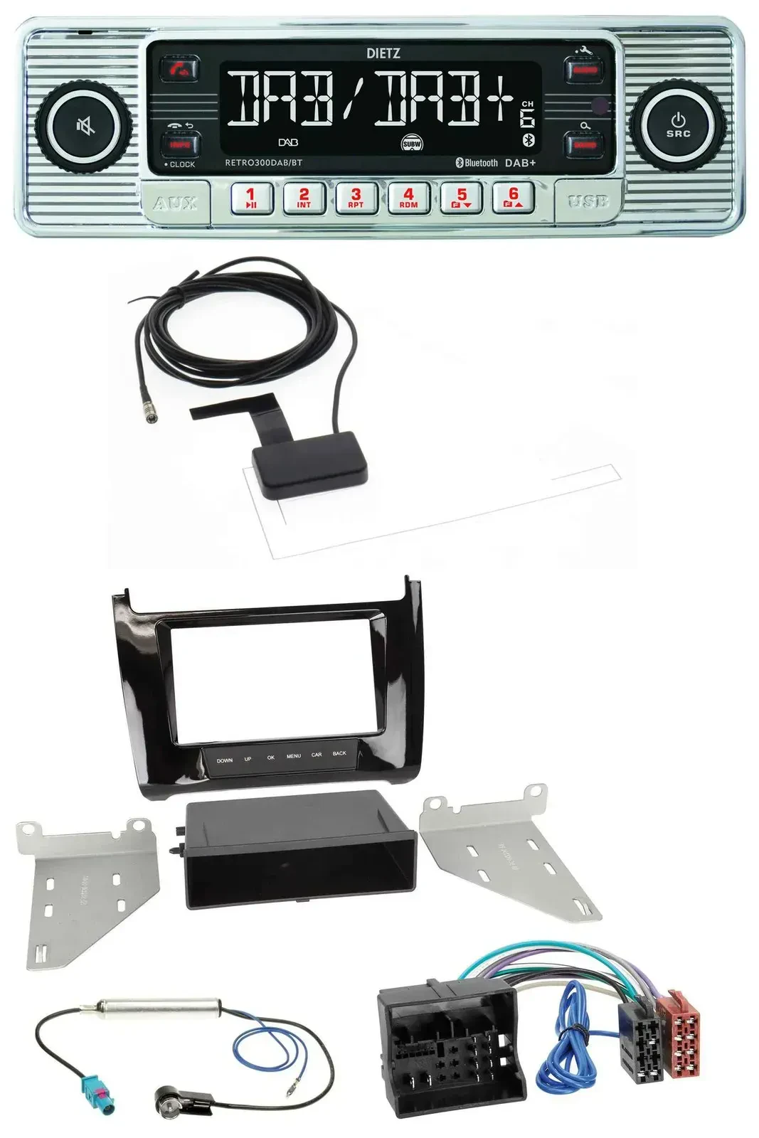 Dietz Bluetooth USB MP3 DAB Autoradio für VW Polo (ab 14) - piano-schwarz