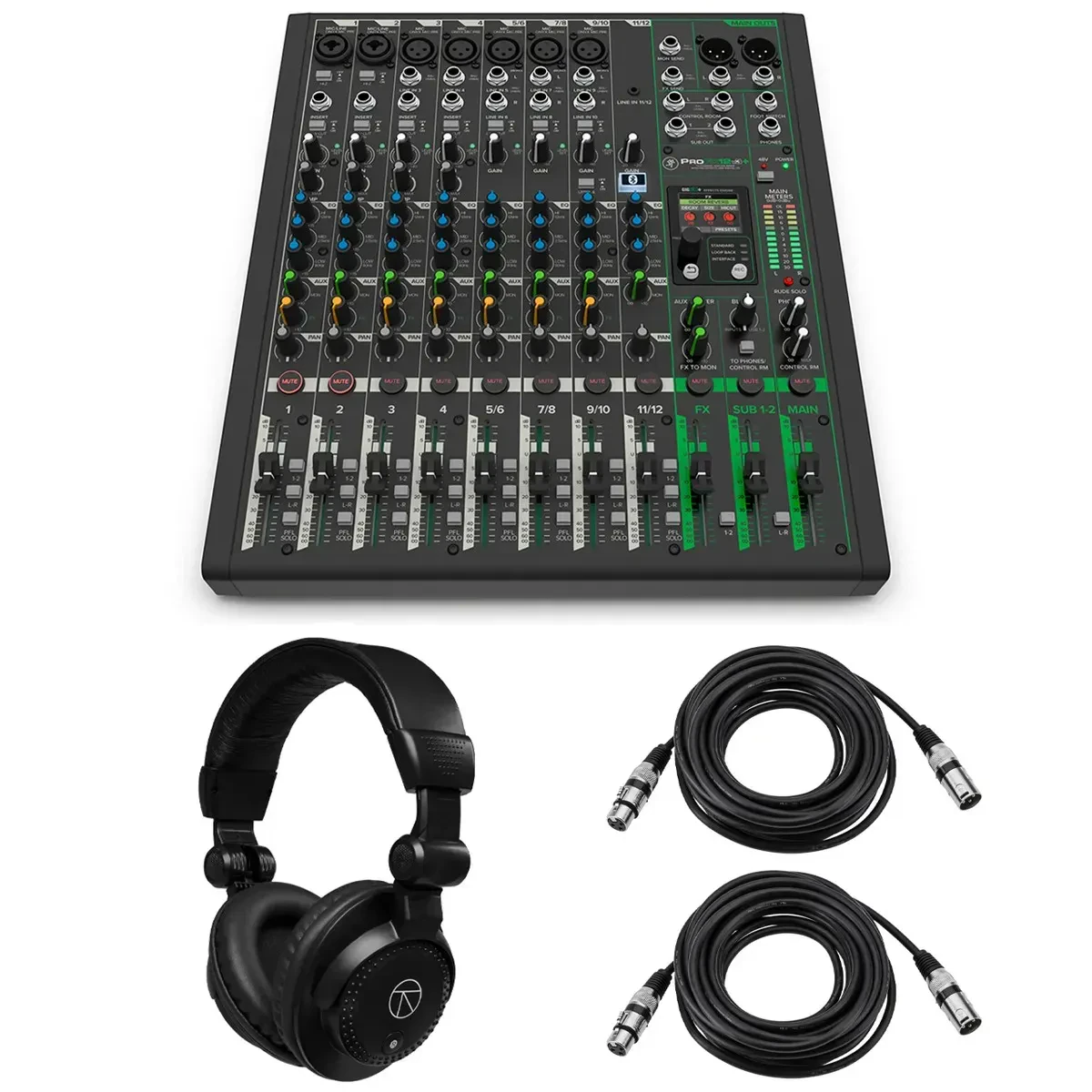 Аналоговый микшер Mackie ProFX12v3+ 12-канальный, Bluetooth, с эффектами (набор)